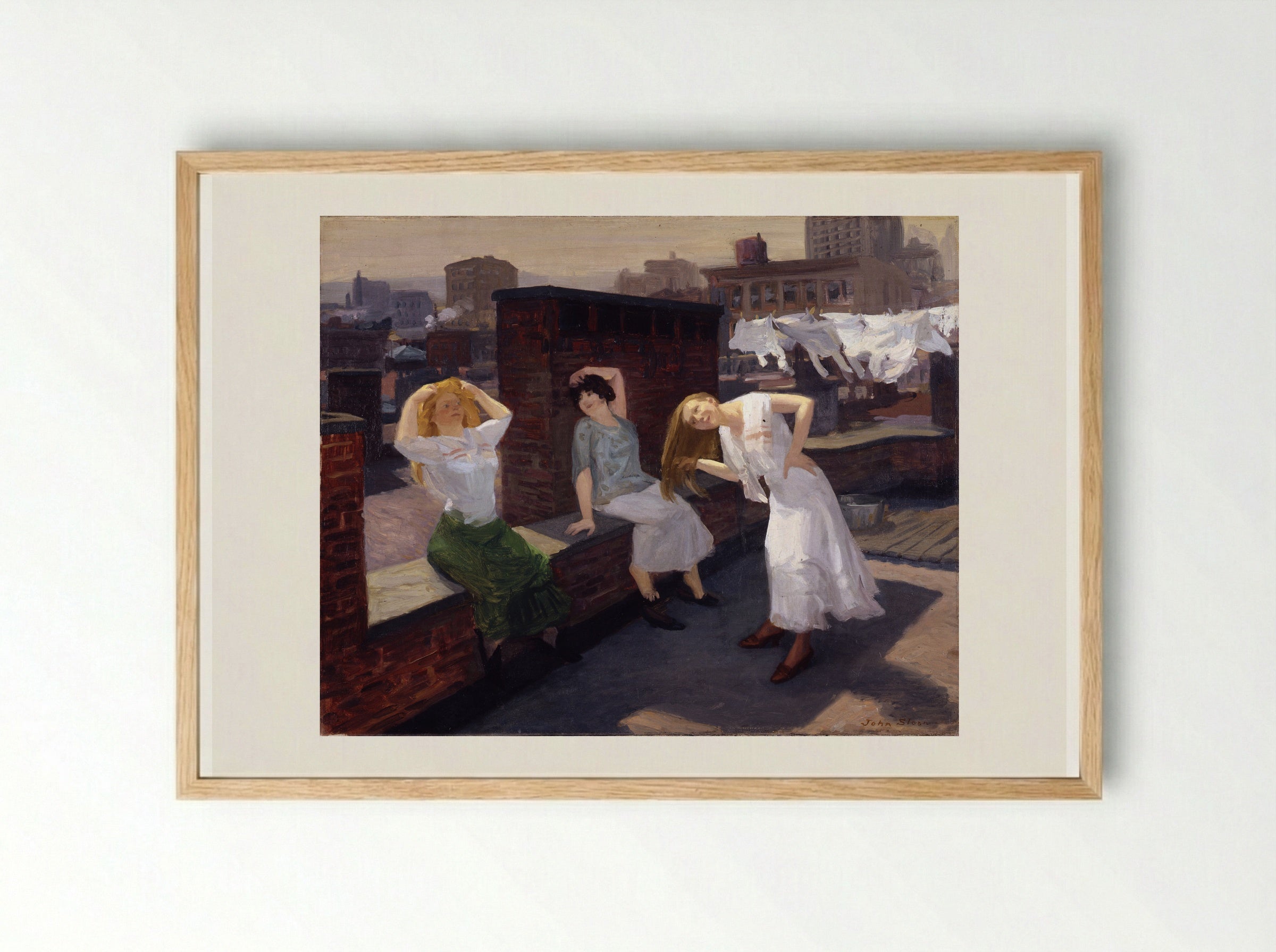 Sunday, Women Drying Their Hair - John French Sloan - Framed Print Wood