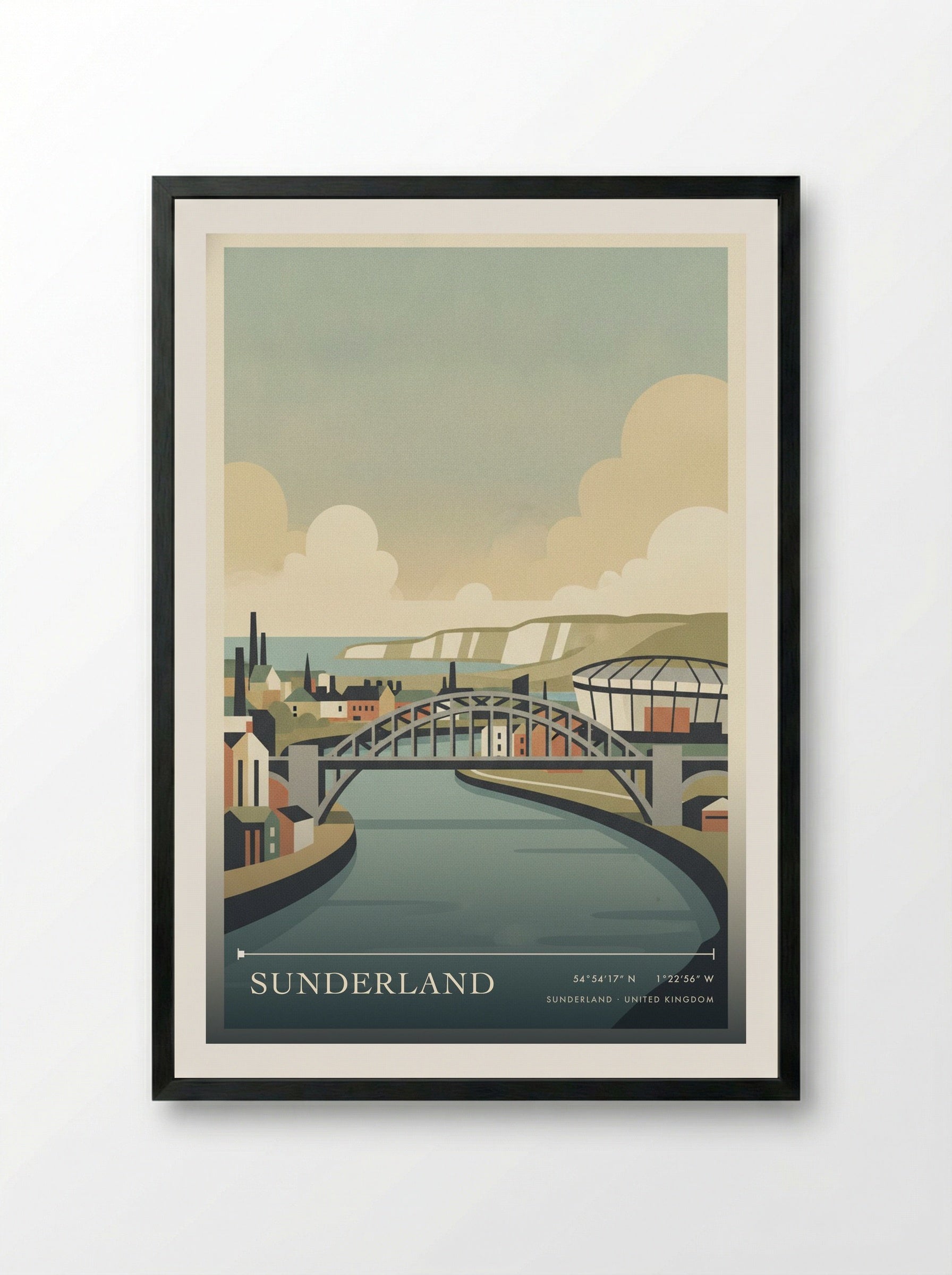 Sunderland United Kingdom Travel Poster - Framed Print Black