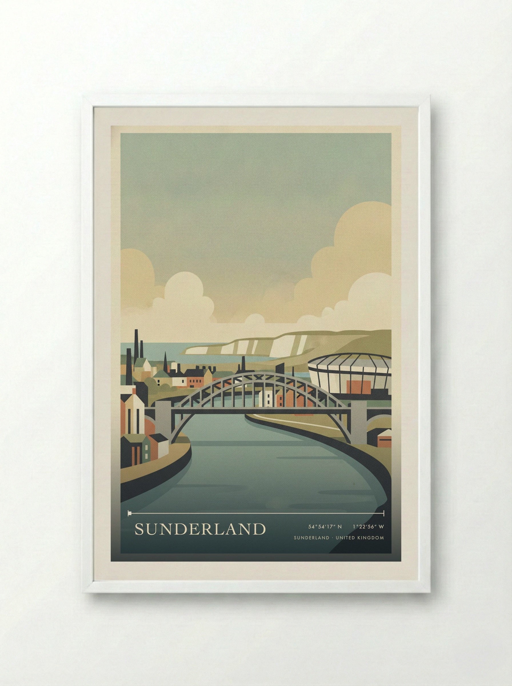 Sunderland United Kingdom Travel Poster - Framed Print White