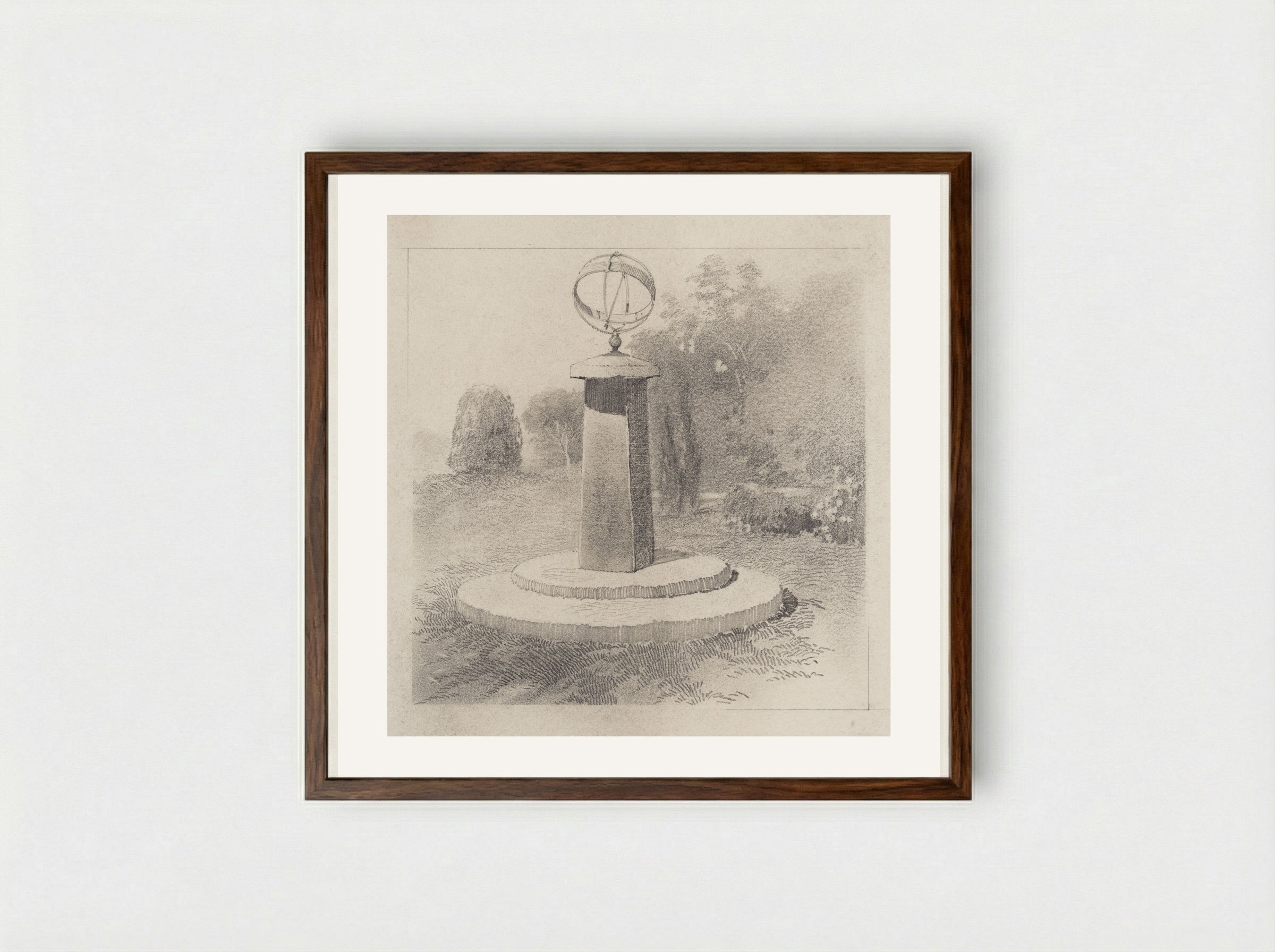 Sundial - John Sell Cotman - Framed Print Dark Wood
