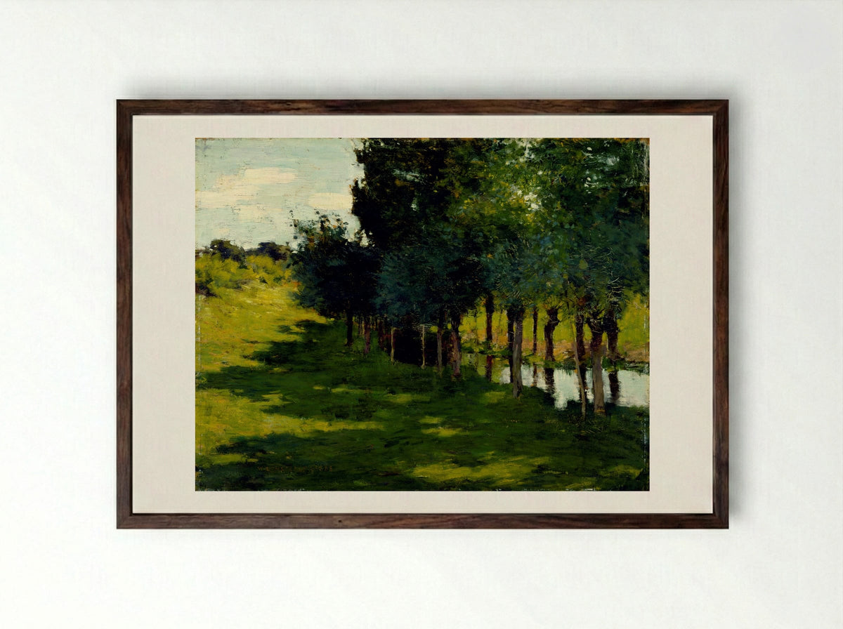 Sunlight and Shadow - Willard Metcalf - Framed Print Dark Wood