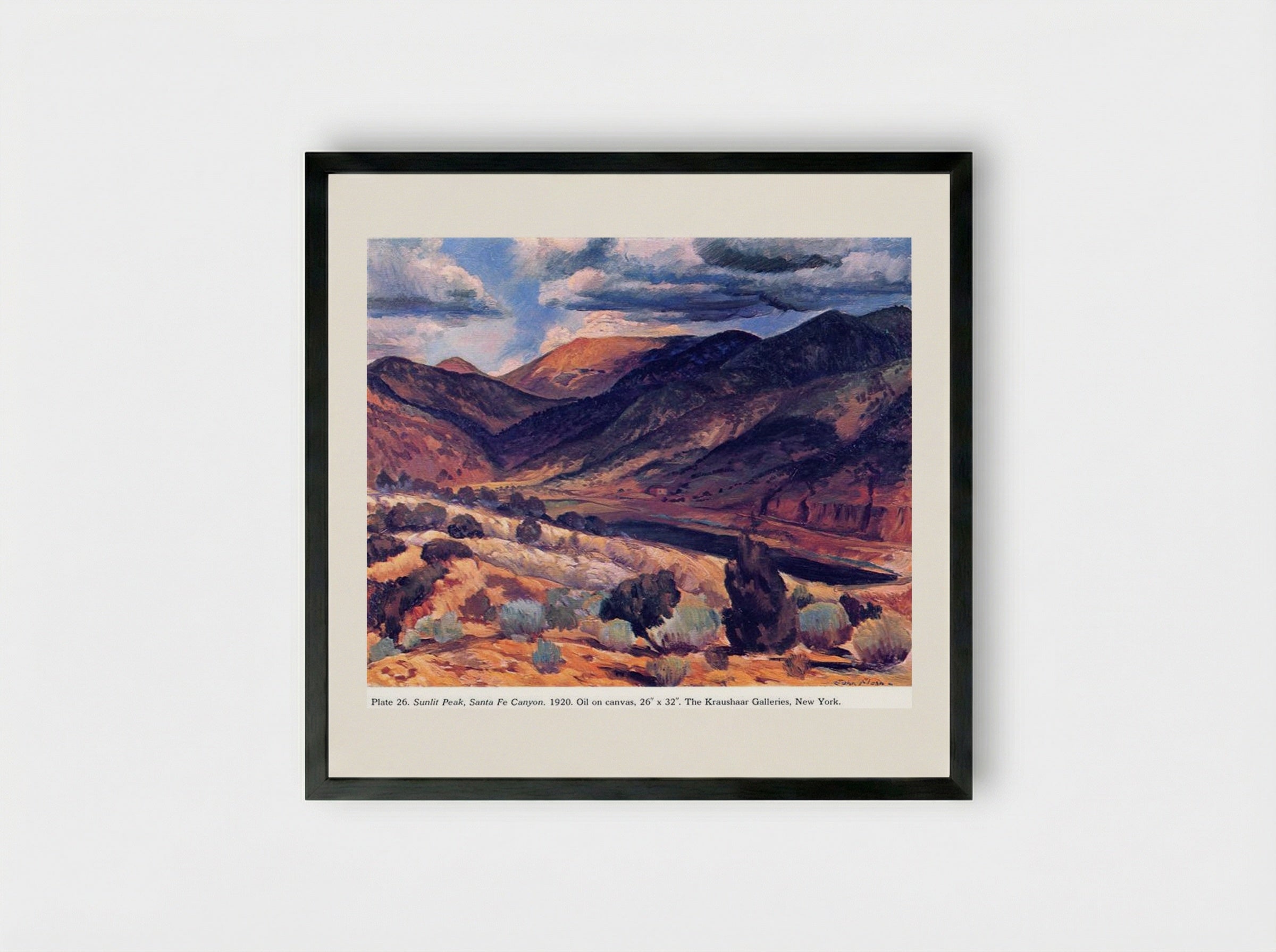Sunlit Peak, Santa Fe Canyon - John French Sloan - Framed Print Black