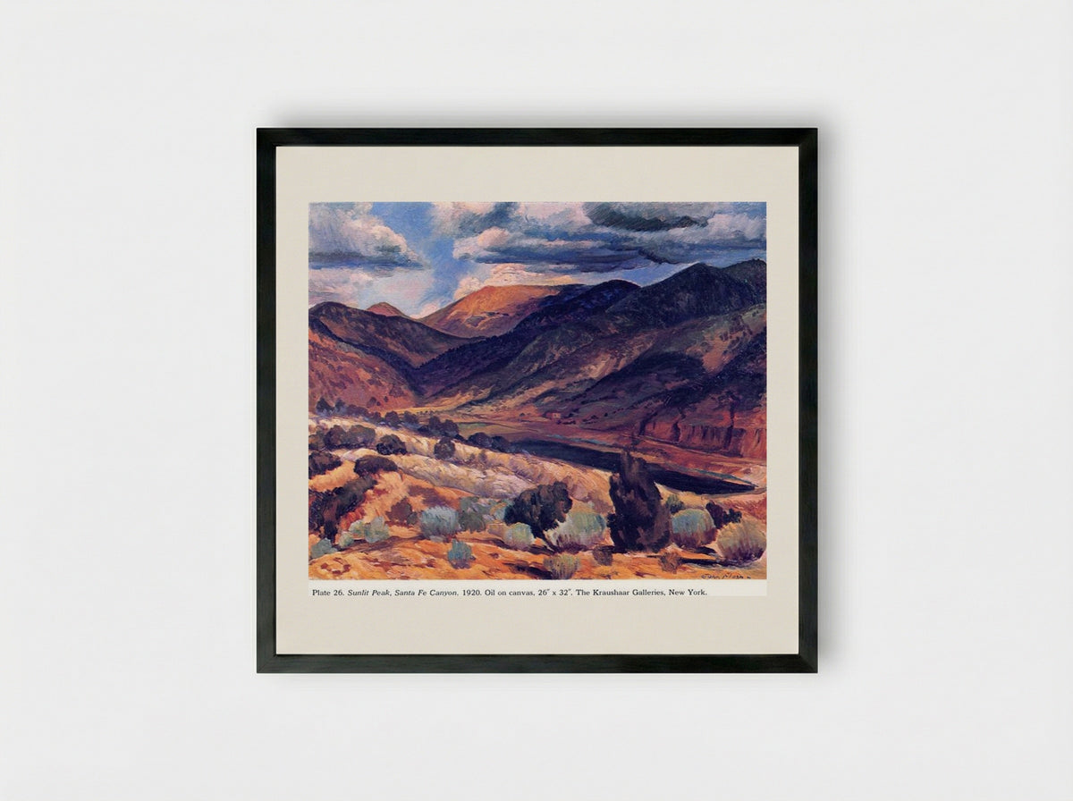 Sunlit Peak, Santa Fe Canyon - John French Sloan - Framed Print Black