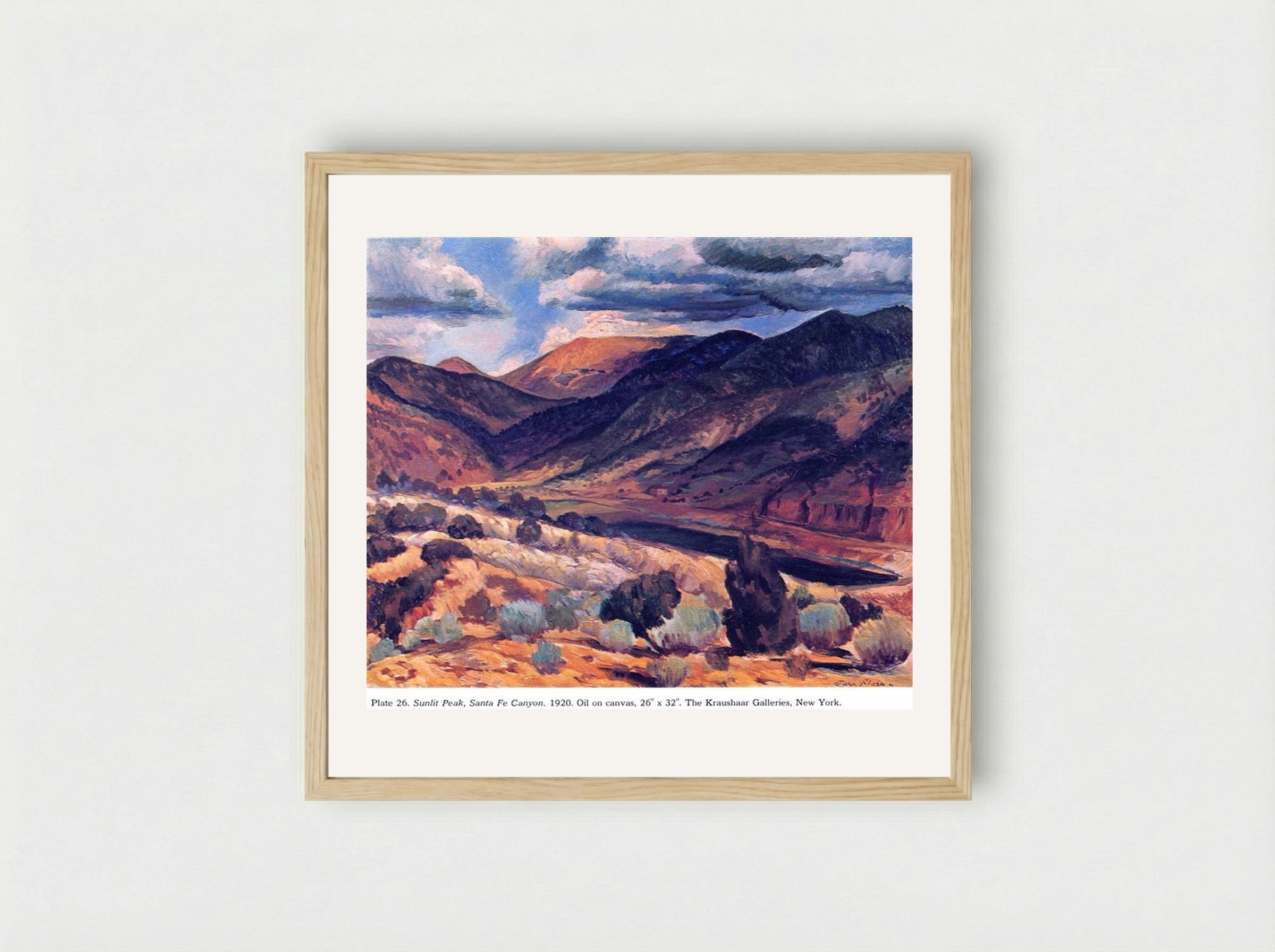 Sunlit Peak, Santa Fe Canyon - John French Sloan - Framed Print Wood