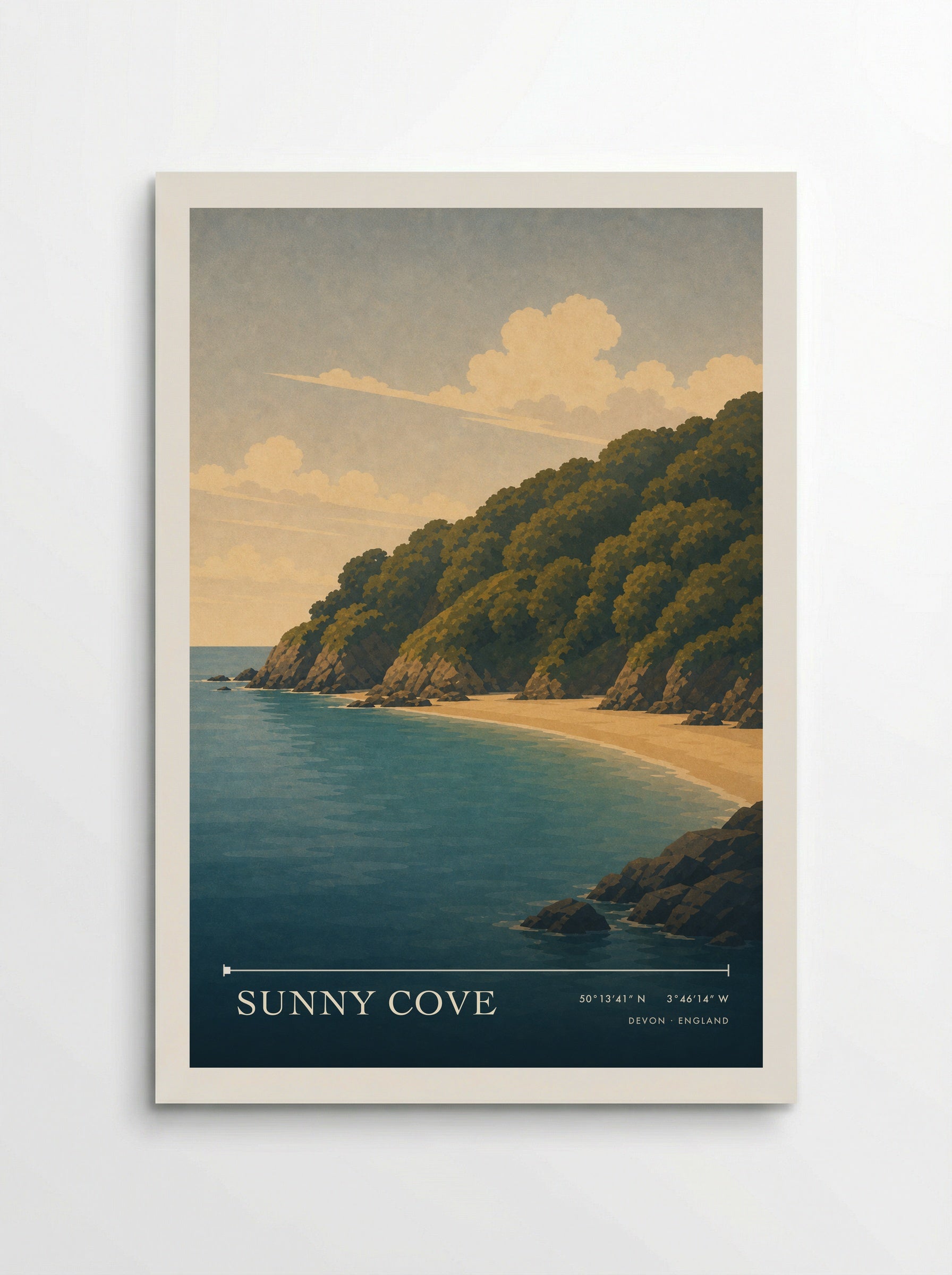 Sunny Cove Devon England Travel Poster - Poster