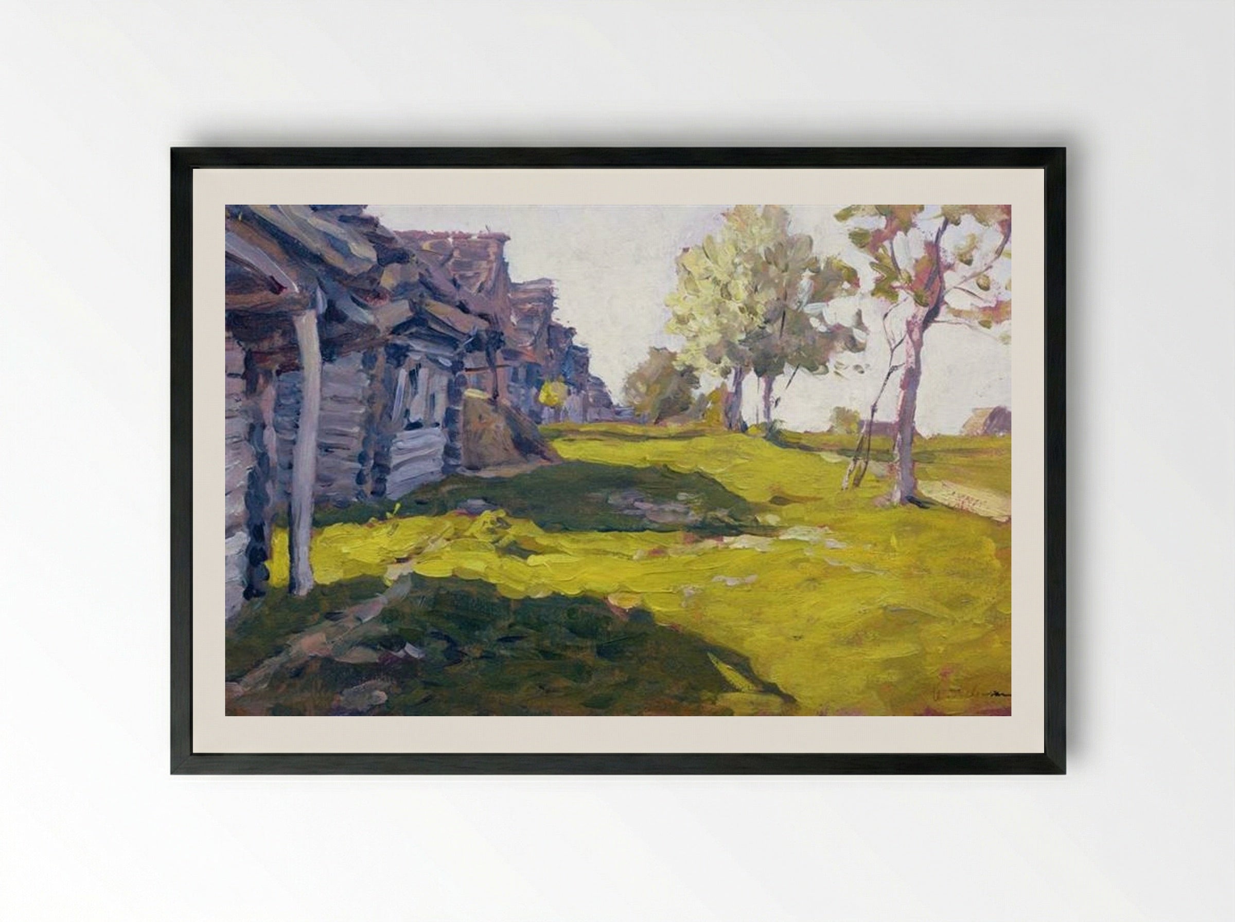 Sunny Day. A Village - Isaac Levitan - Framed Print Black