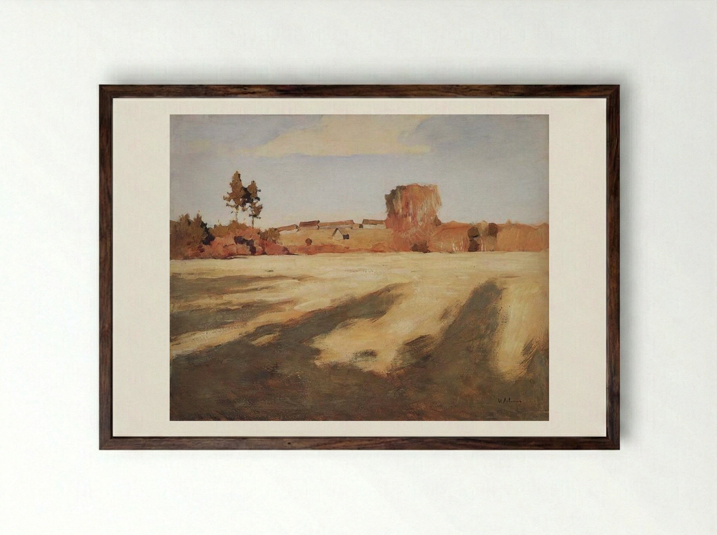 Sunny Day - Isaac Levitan - Framed Print Dark Wood