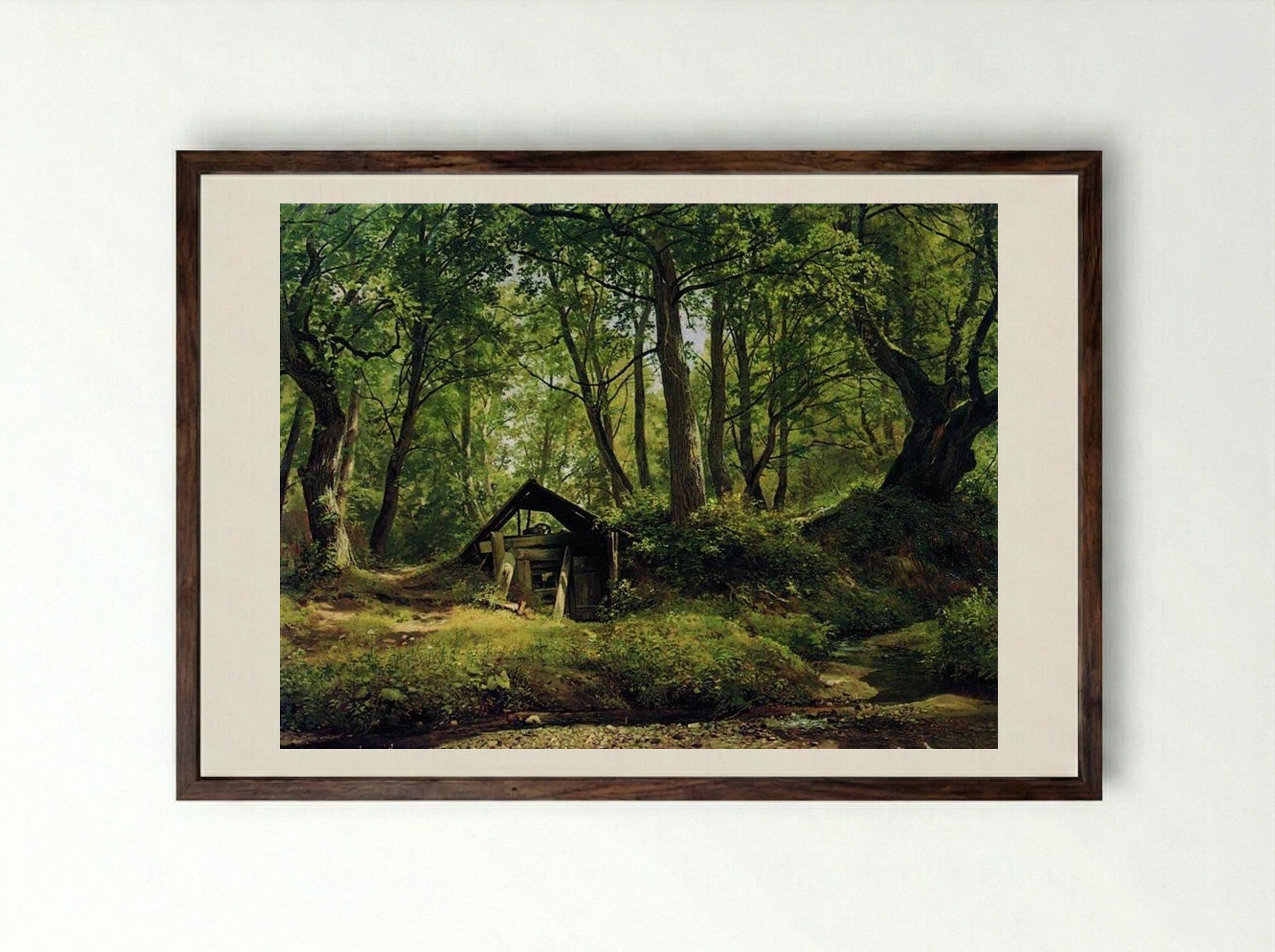 Sunny Day. Meri-Hovi - Ivan Shishkin - Framed Print Dark Wood