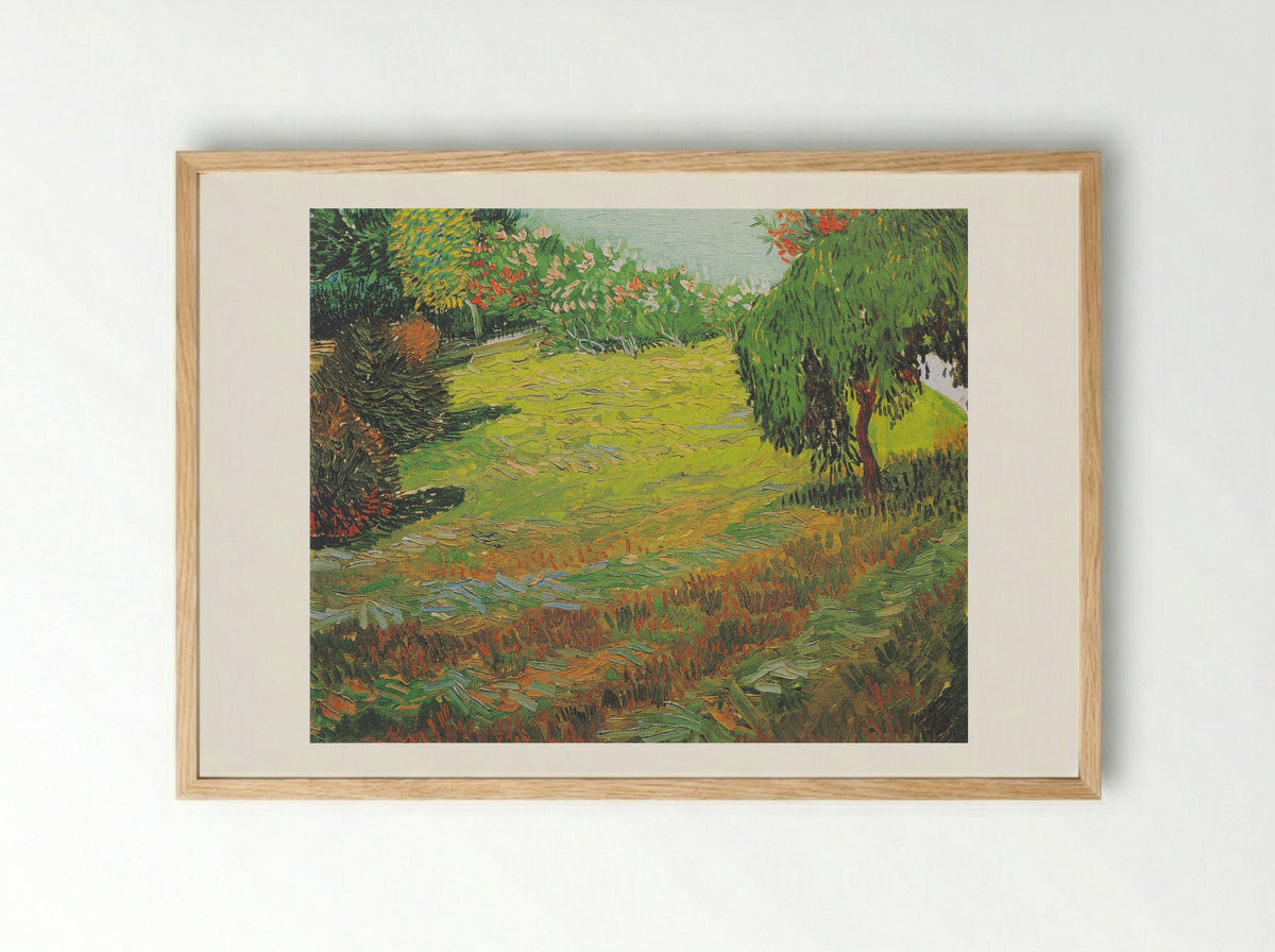 Sunny Lawn in a Public Park - Vincent van Gogh - Framed Print Wood