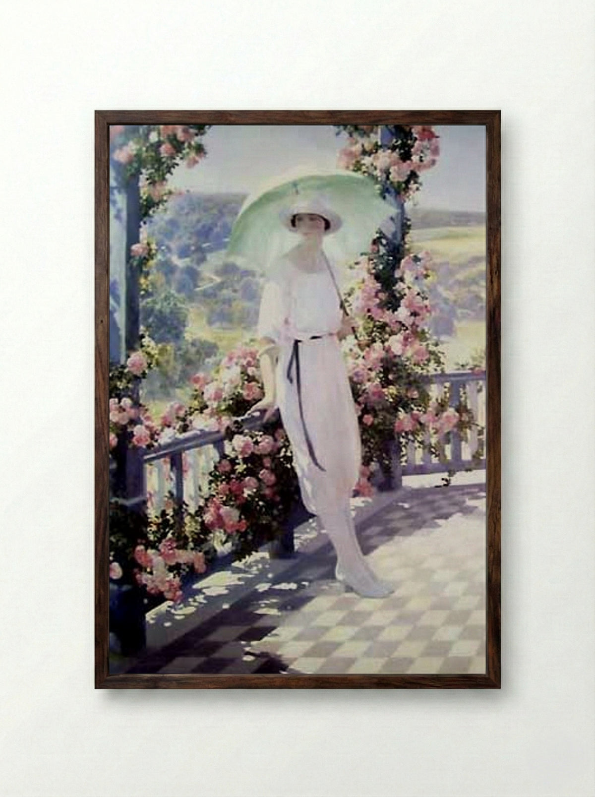 Sunny Terrace - Firmin Baes - Framed Print Dark Wood