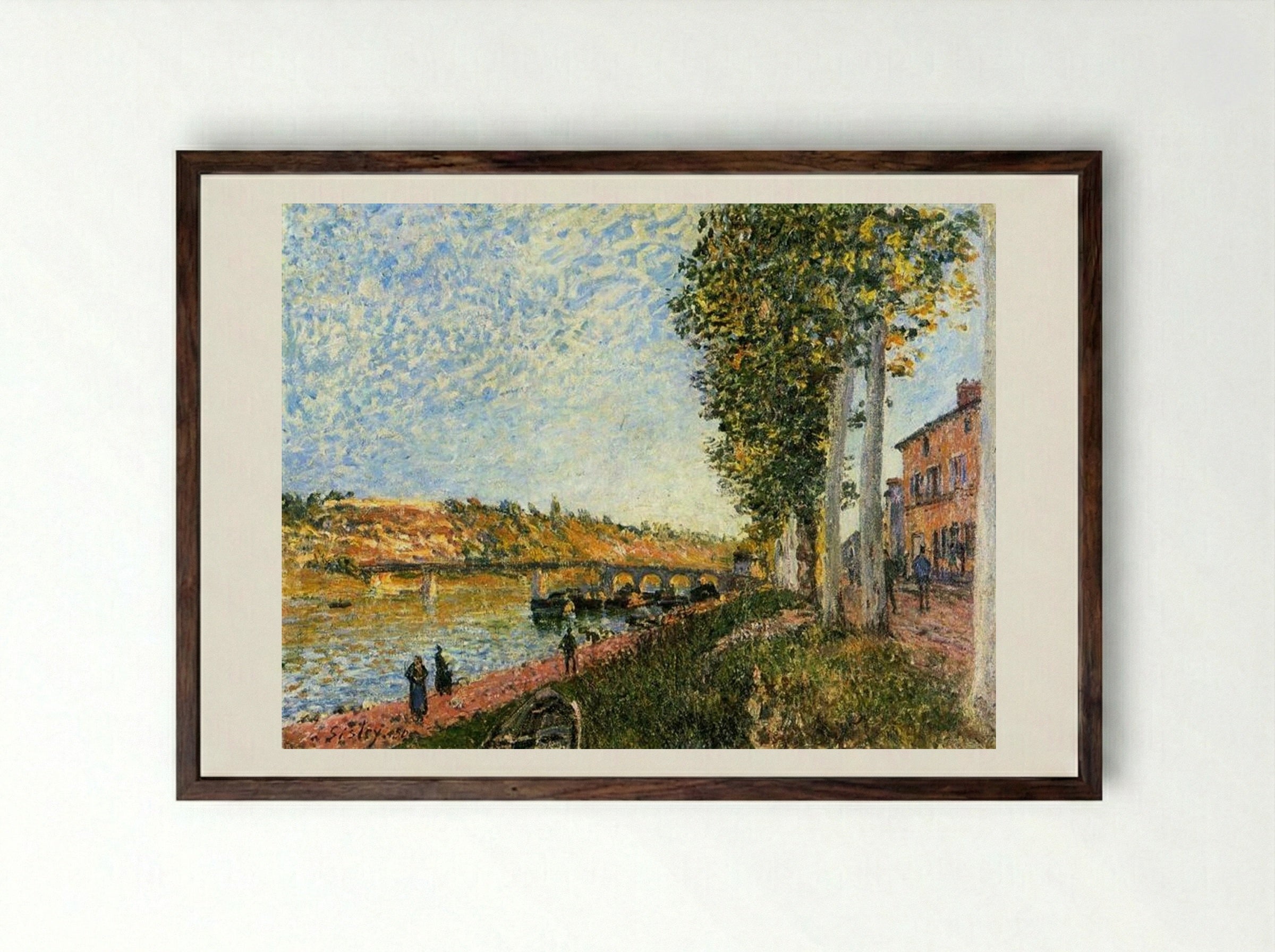 Sunrise at Saint-Mammès - Alfred Sisley - Framed Print Dark Wood