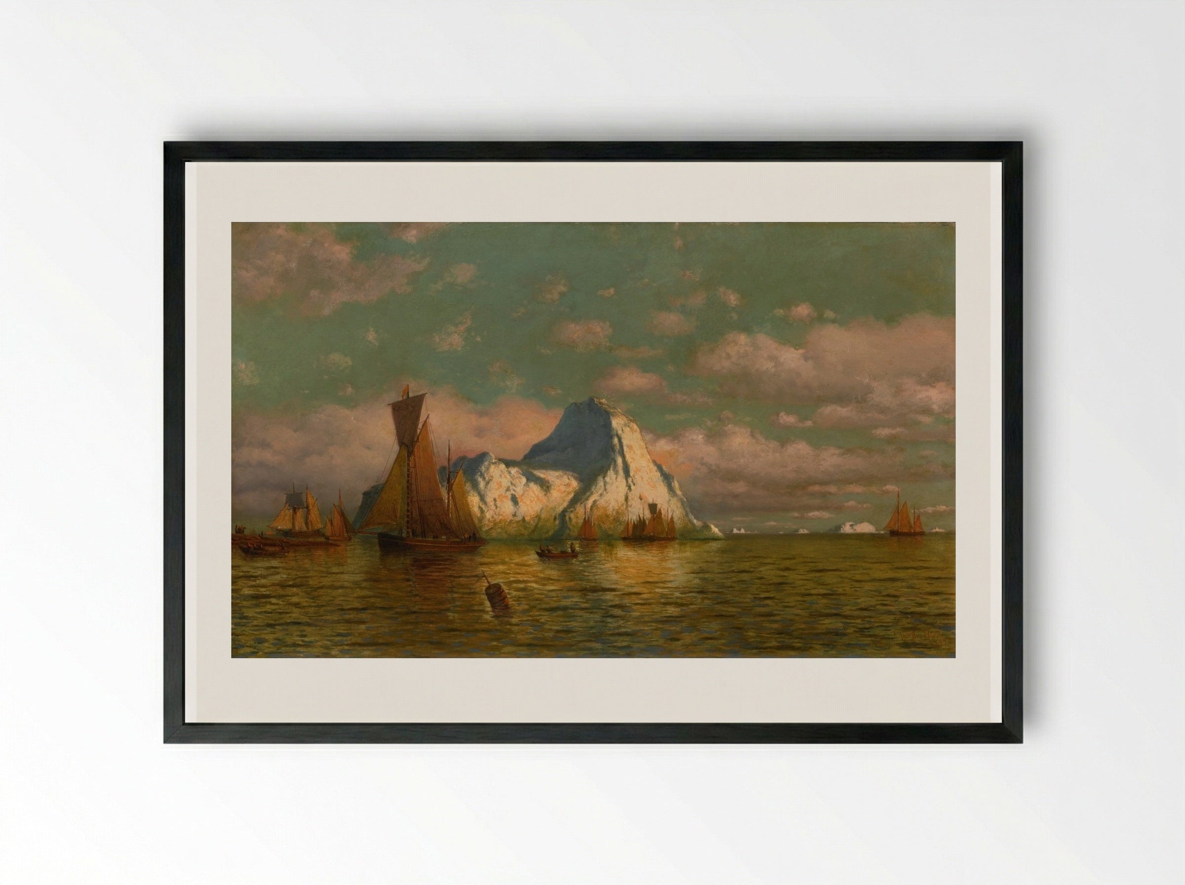 Sunset (Arctic Scene) - William Bradford - Framed Print Black