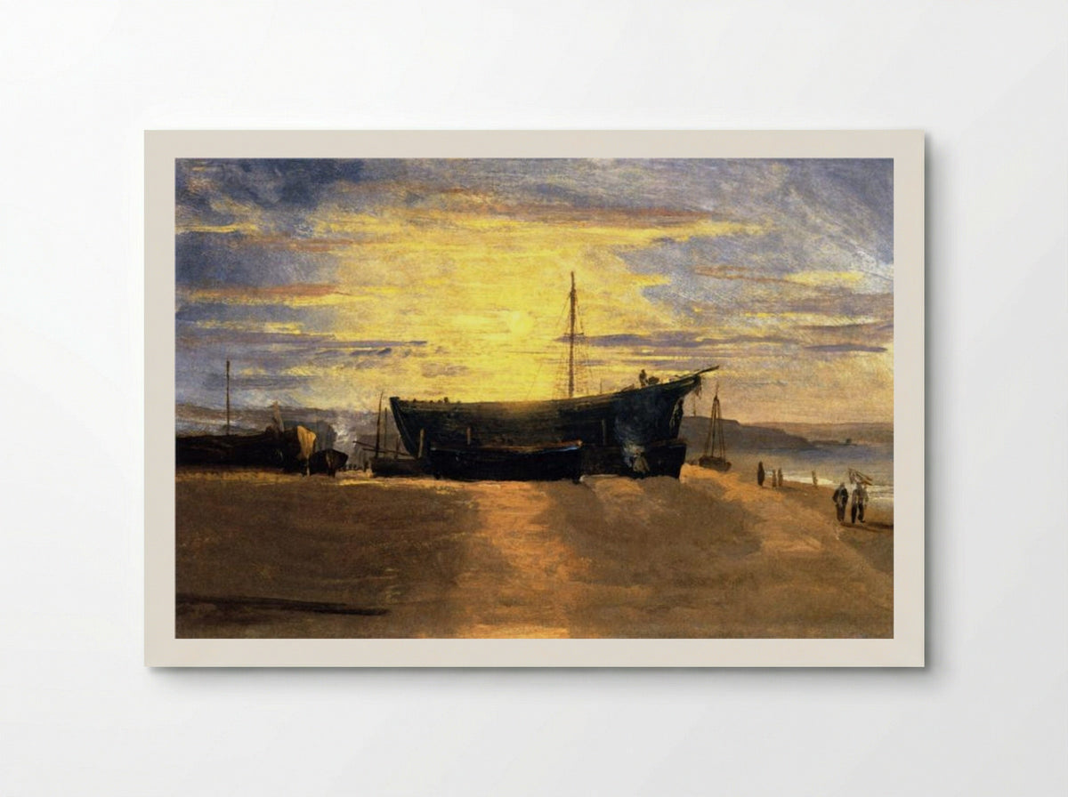 Sunset, Hastings: Beached Fishing Vessels - David Cox - Poster
