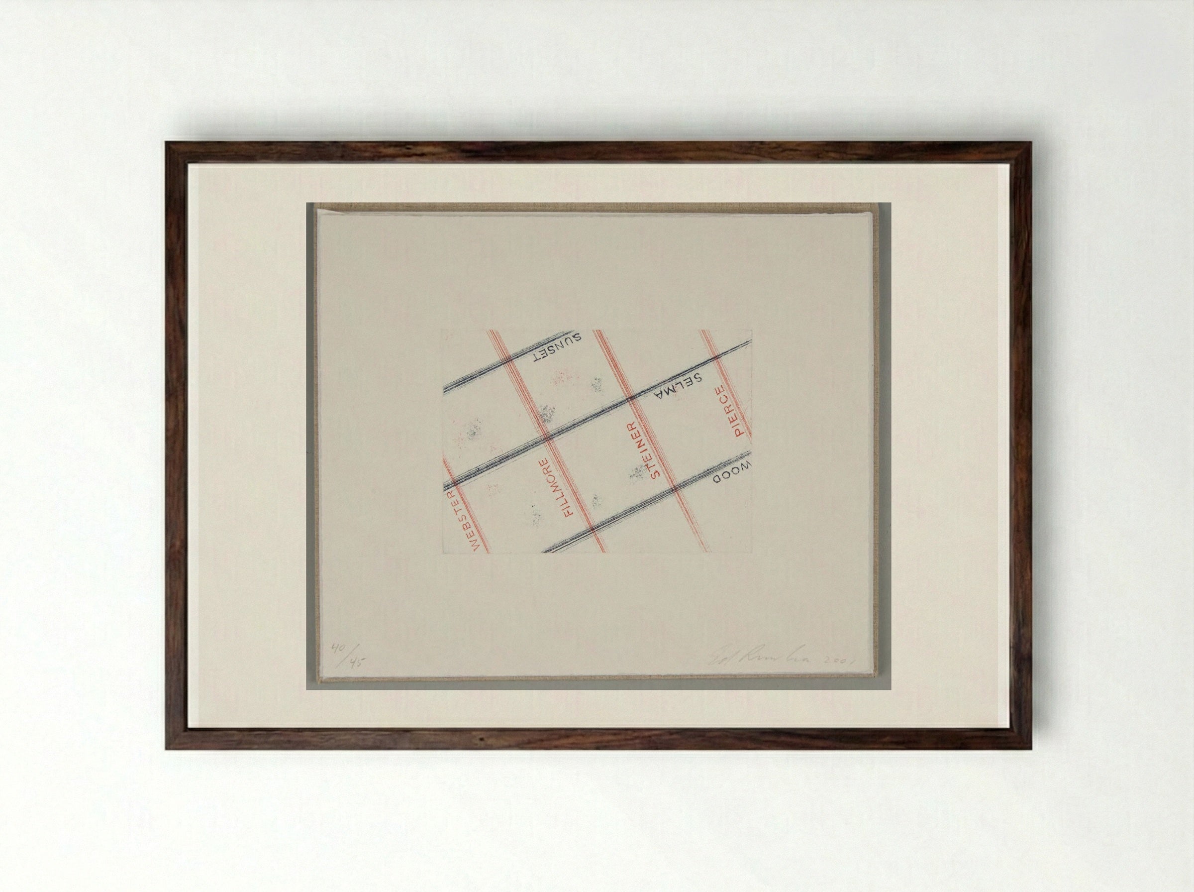 Sunset Selma Wood Webster Fillmore Steiner Pierce - Edward Ruscha - Framed Print Dark Wood