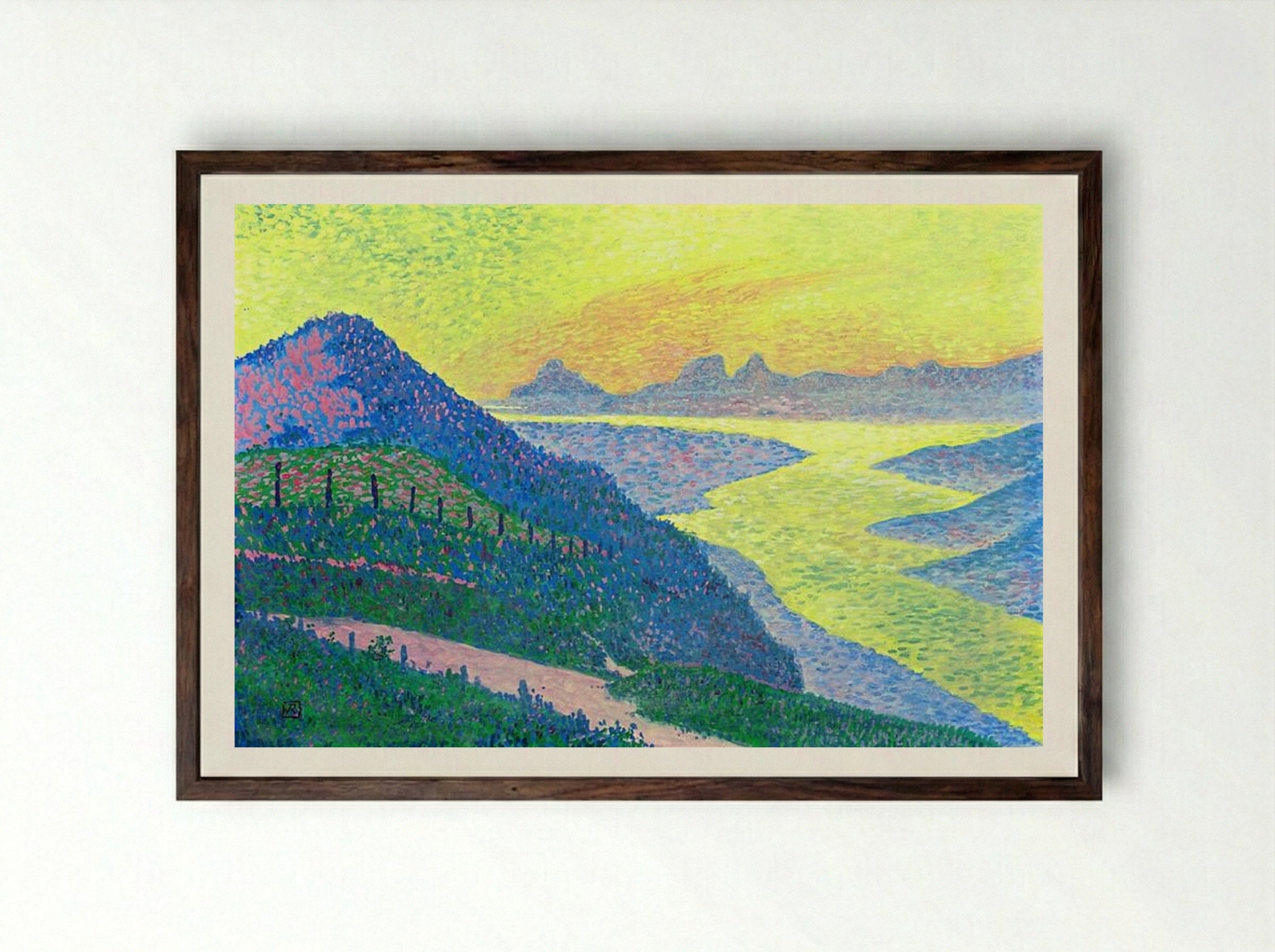 Sunset at Ambleteuse - Théo van Rysselberghe - Framed Print Dark Wood