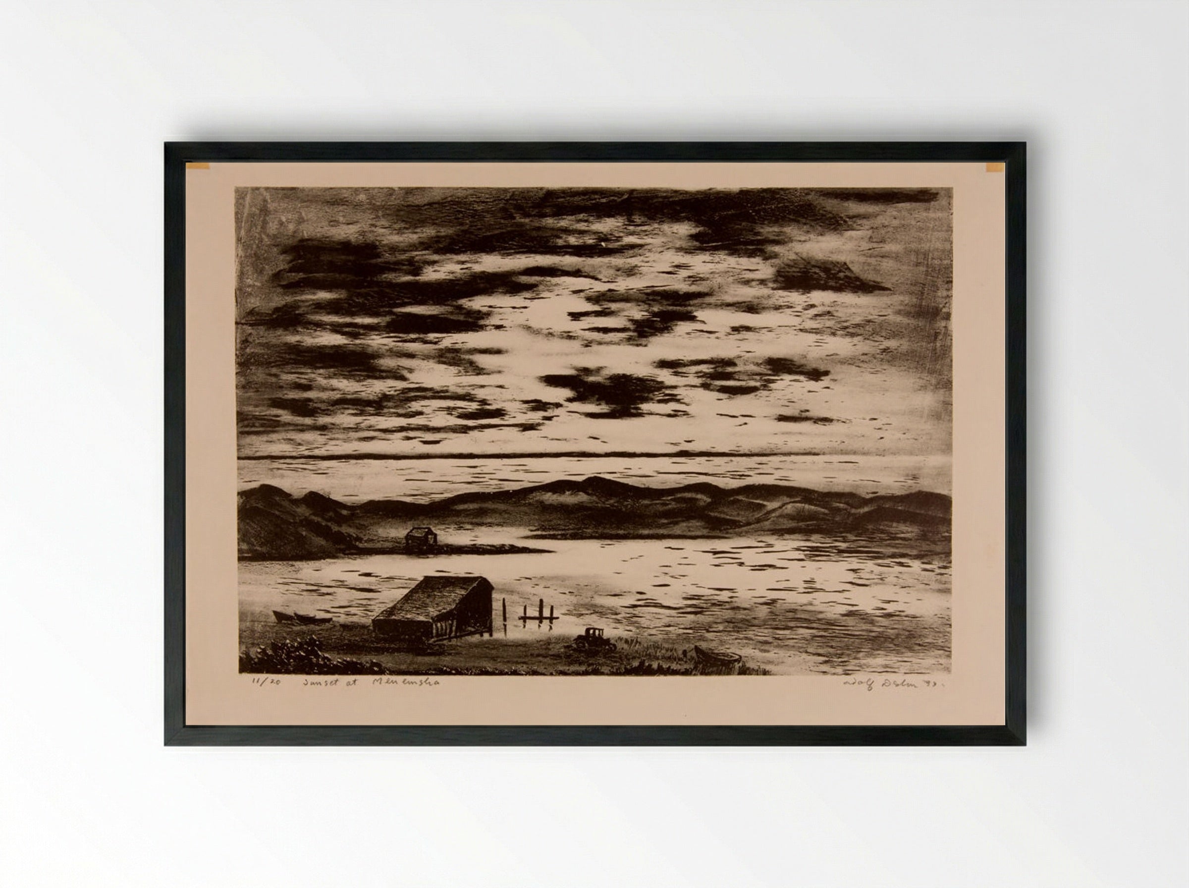 Sunset at Menemsha - Adolph Dehn - Framed Print Black
