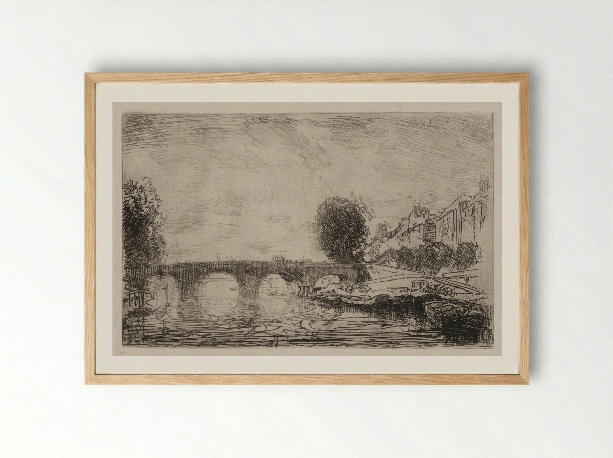 Sunset at Pont Marie - Auguste Louis Lepère - Framed Print Wood