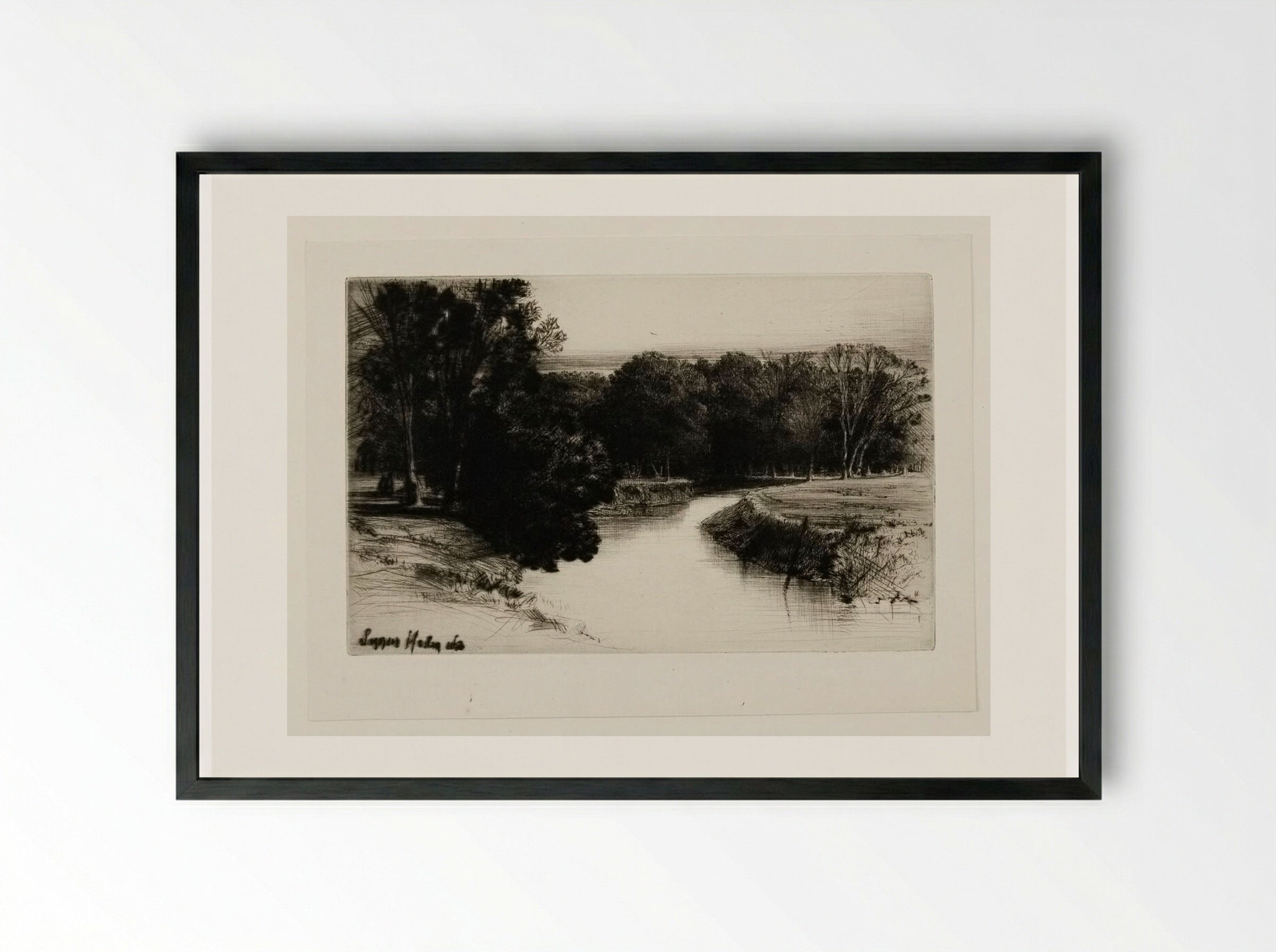 Sunset in Ireland - Francis Seymour Haden - Framed Print Black