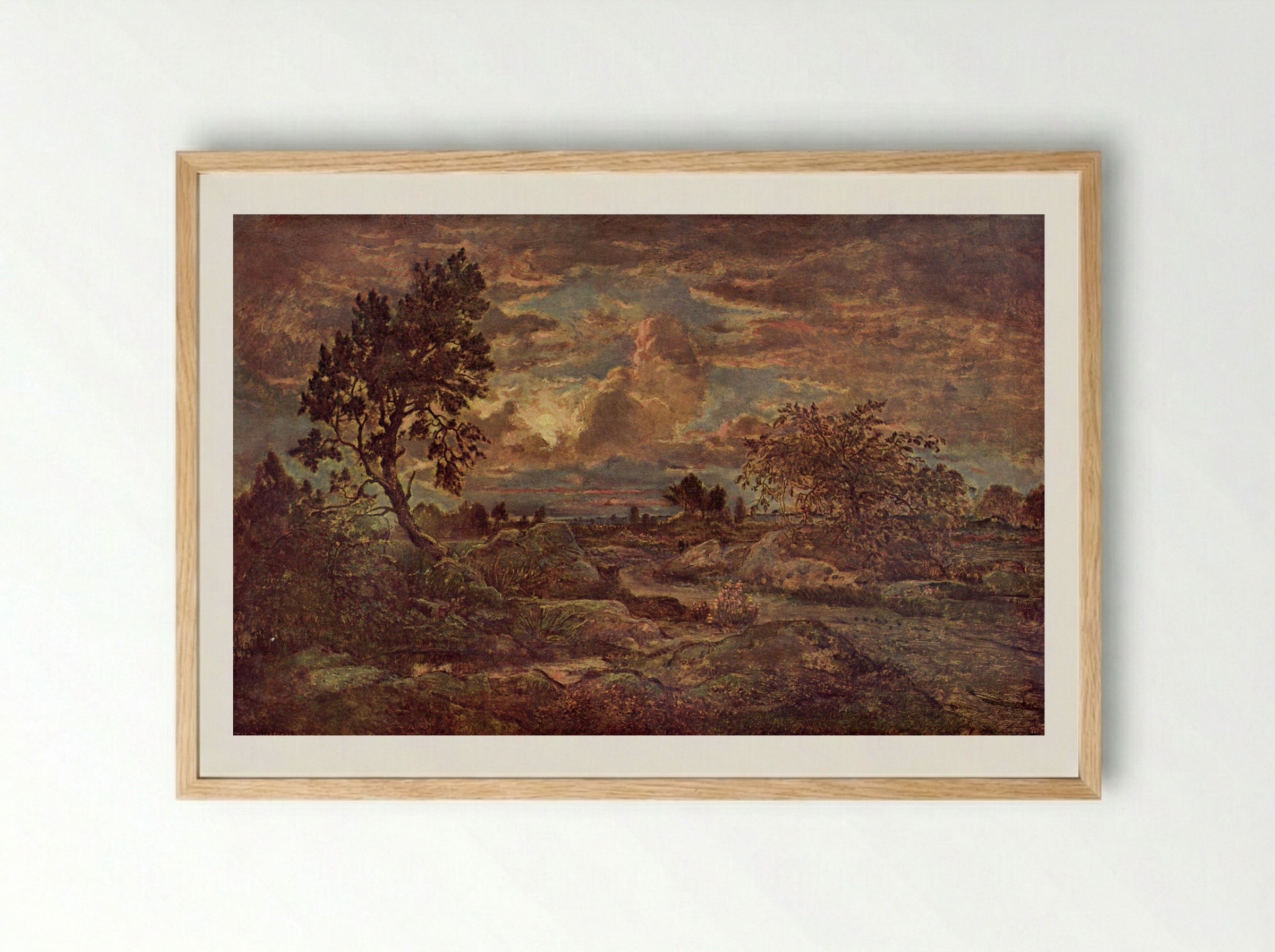 Sunset near Arbonne - Théodore Rousseau - Framed Print Wood