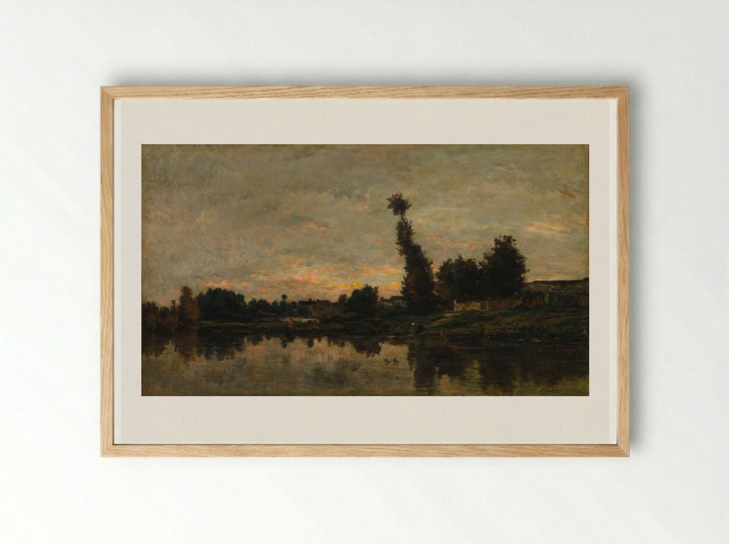 Sunset on the Oise - Charles-Francois Daubigny - Framed Print Wood