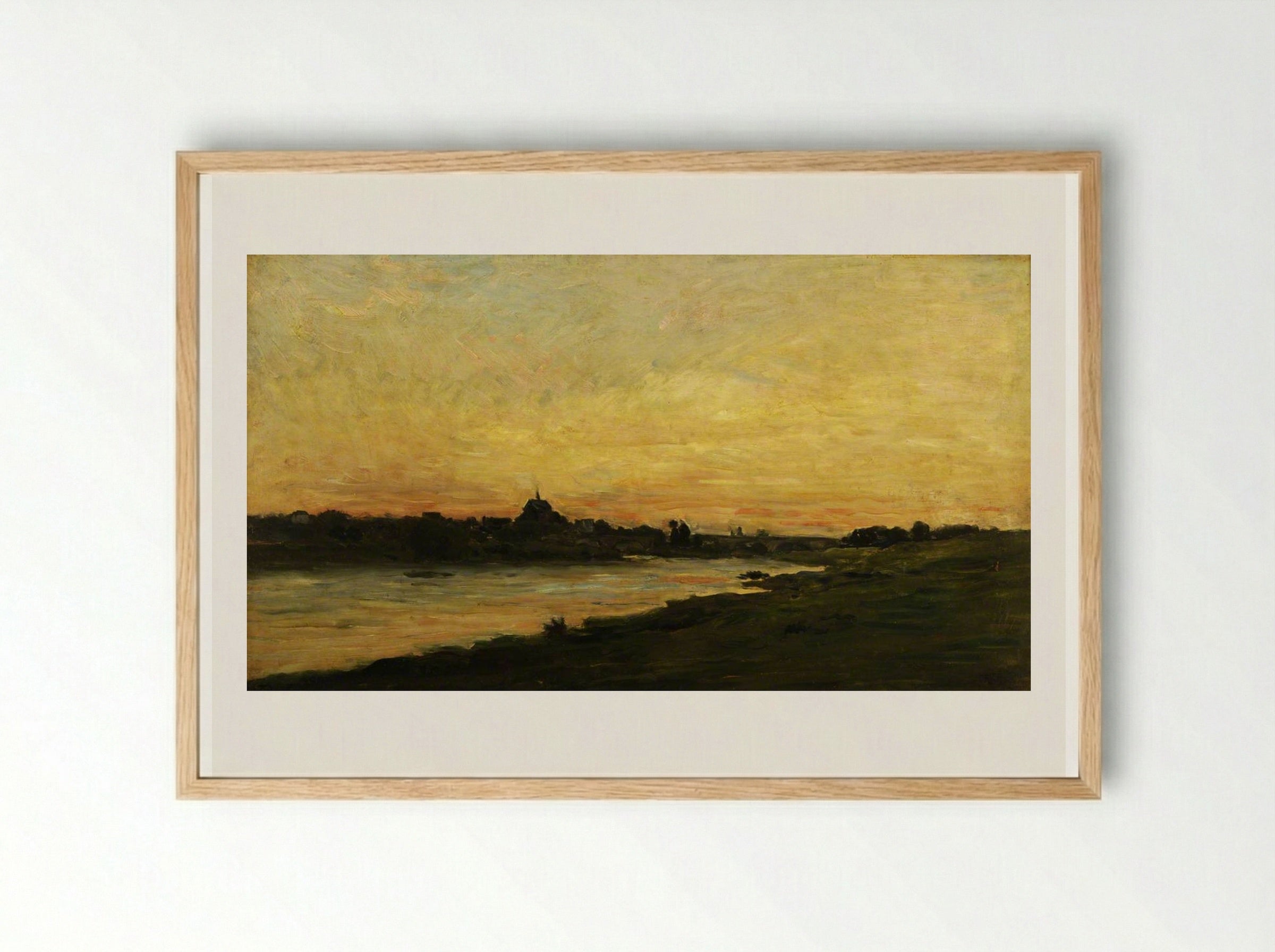 Sunset on the River Oise - Charles-François Daubigny - Framed Print Wood