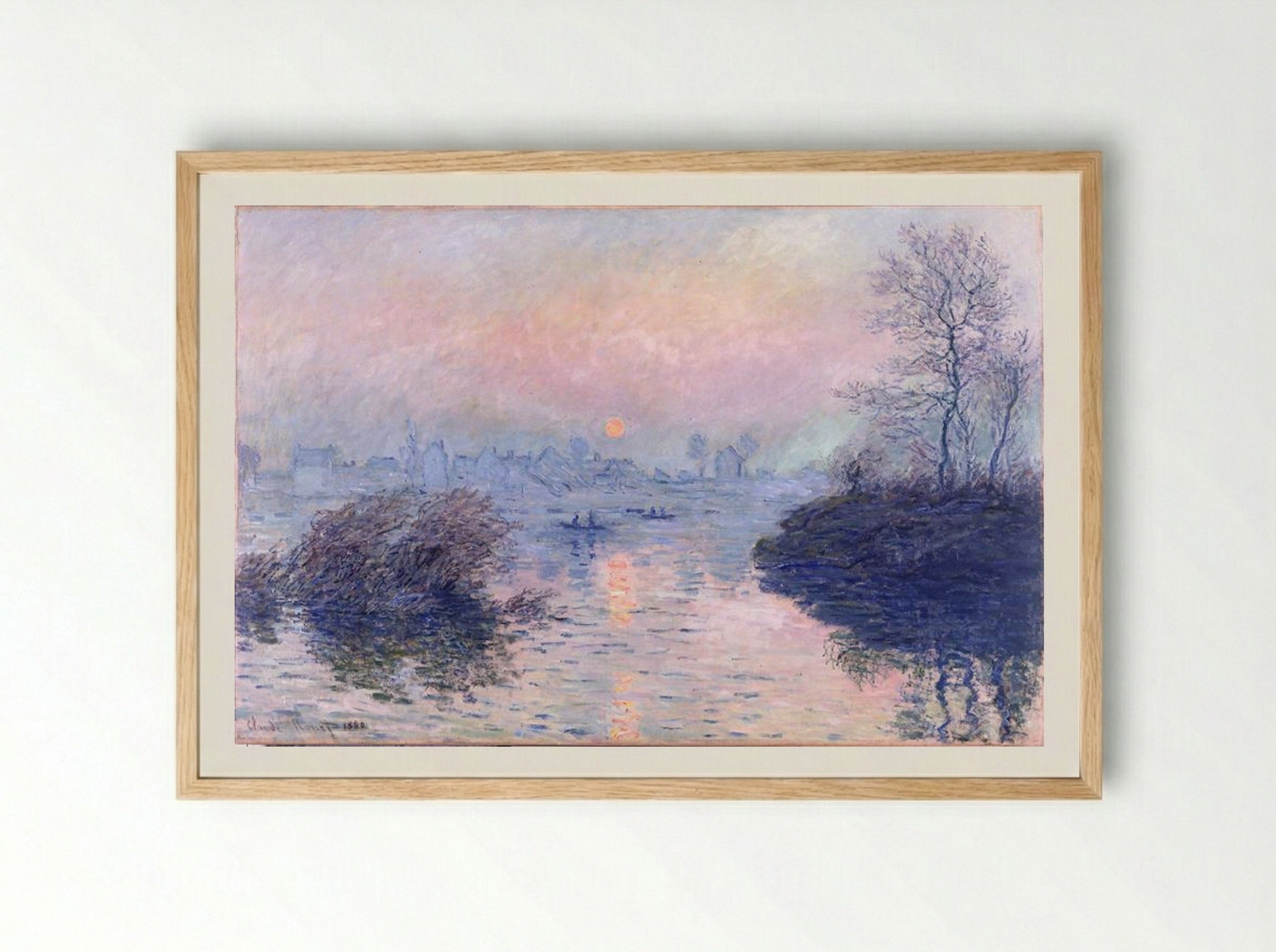 Sunset on the Seine at Lavacourt, Winter Effect - Claude Monet - Framed Print Wood