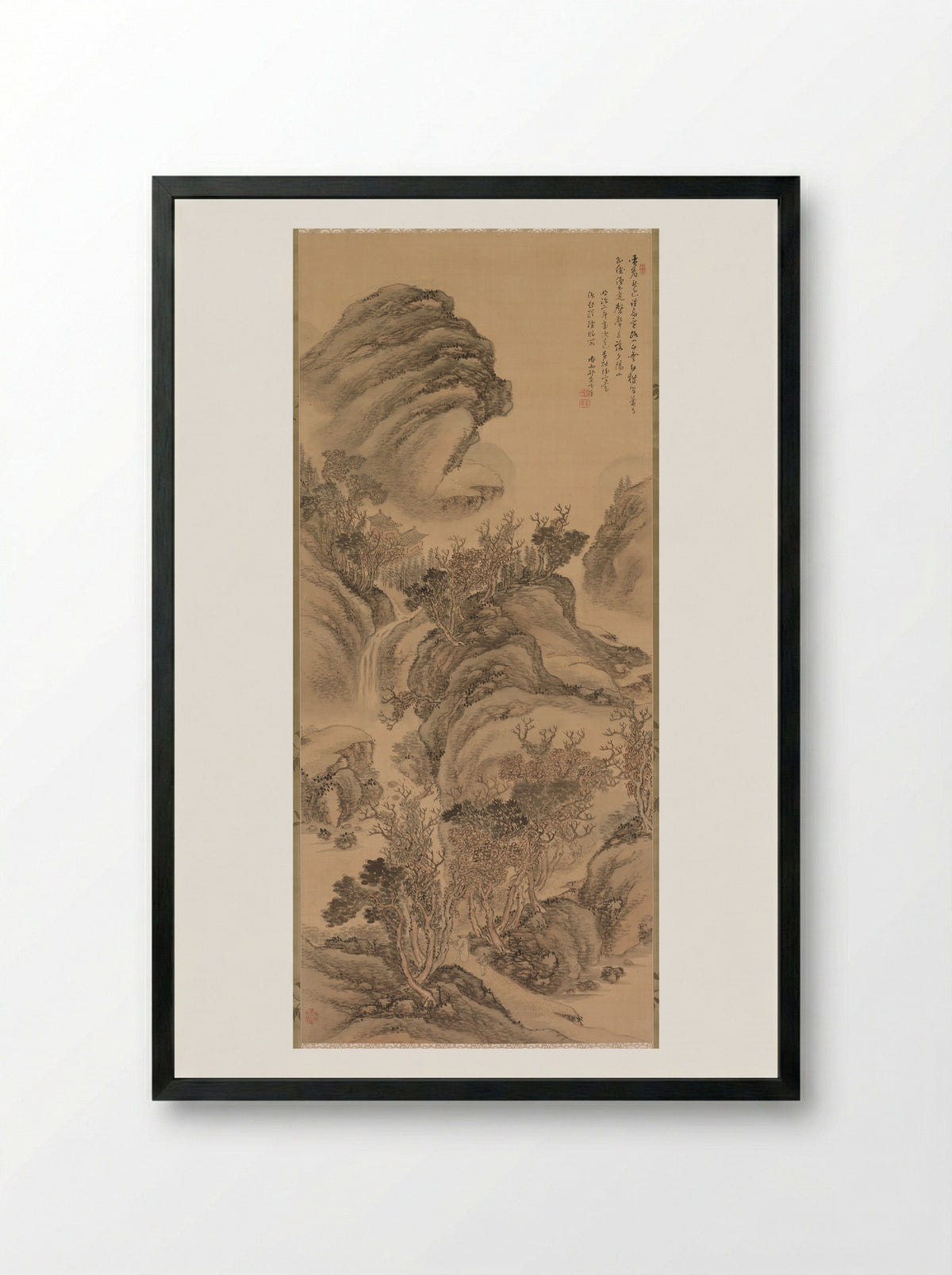 Sunset over Autumn Mountains - Hoashi Kyōu - Framed Print Black