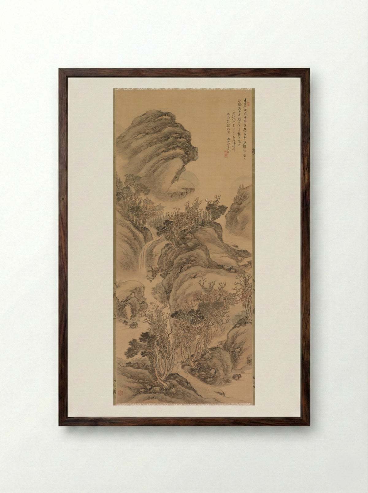 Sunset over Autumn Mountains - Hoashi Kyōu - Framed Print Dark Wood