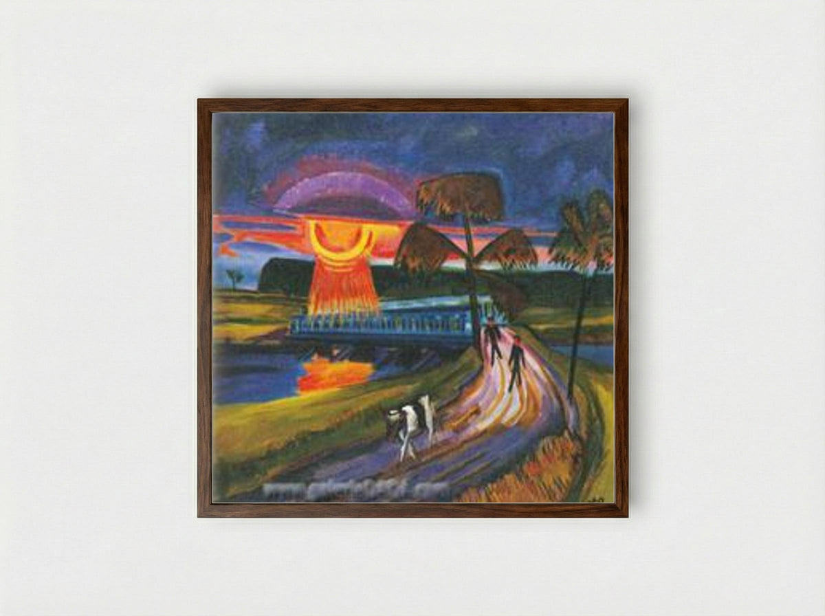 Sunset over the Blue Bridge - Max Pechstein - Framed Print Dark Wood