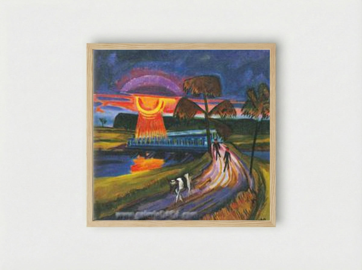 Sunset over the Blue Bridge - Max Pechstein - Framed Print Wood