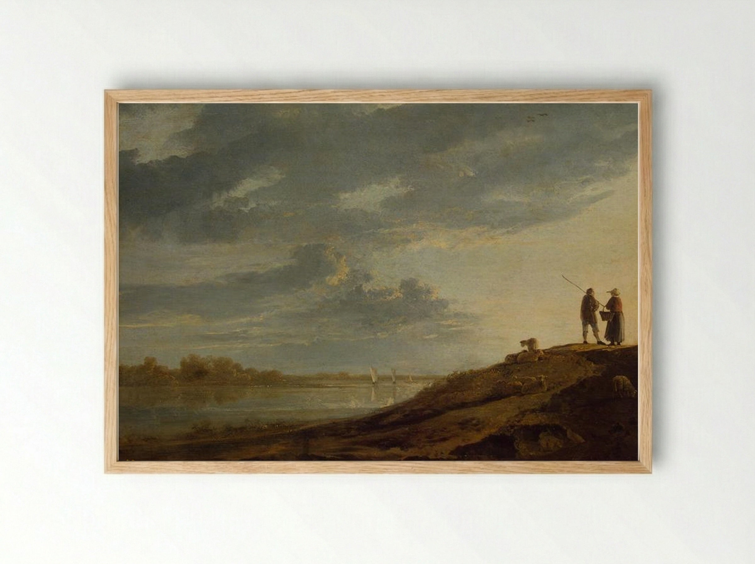 Sunset over the River - Aelbert Cuyp - Framed Print Wood