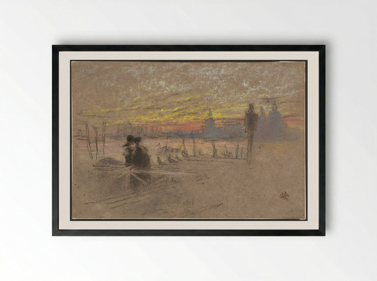 Sunset: Red and Gold - The Gondolier - James Abbott McNeill Whistler - Framed Print Black