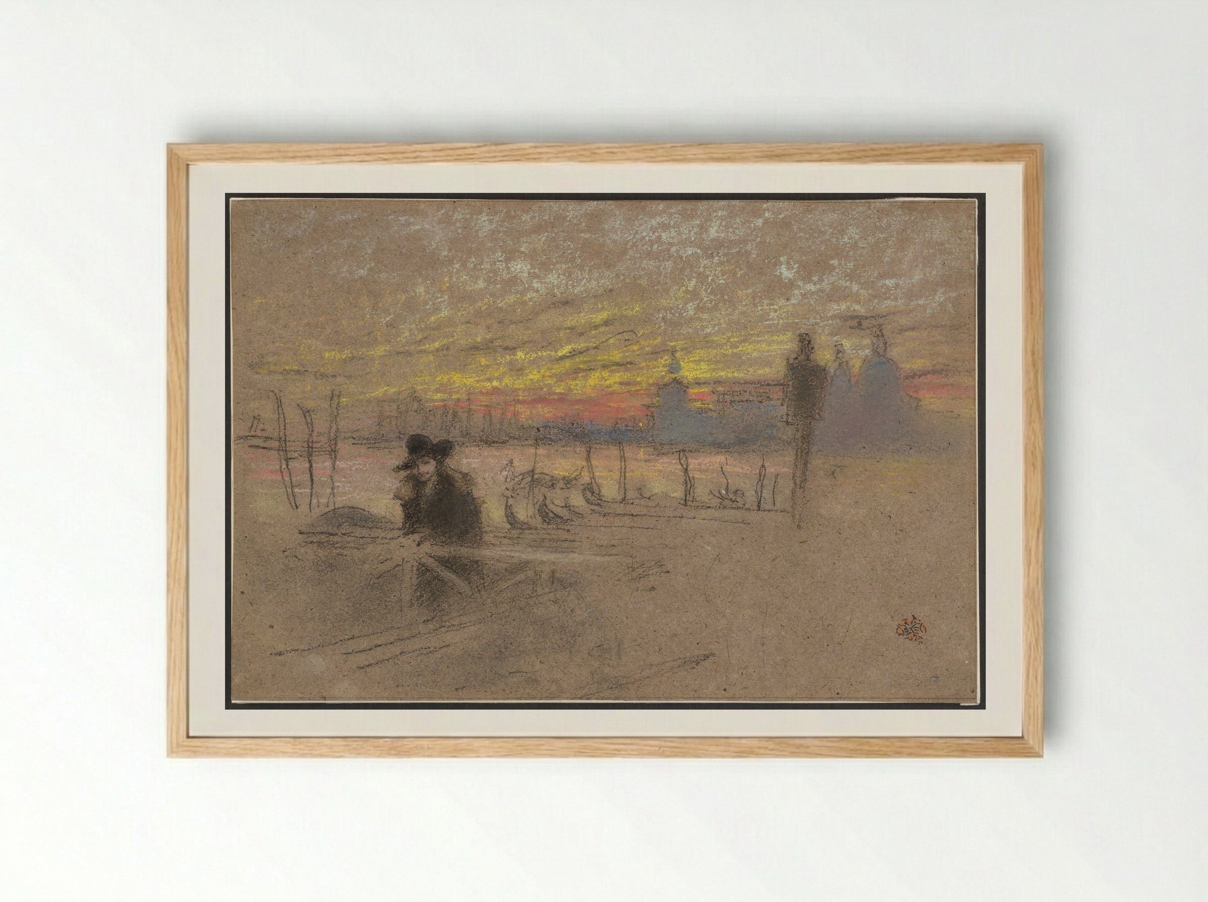 Sunset: Red and Gold - The Gondolier - James Abbott McNeill Whistler - Framed Print Wood