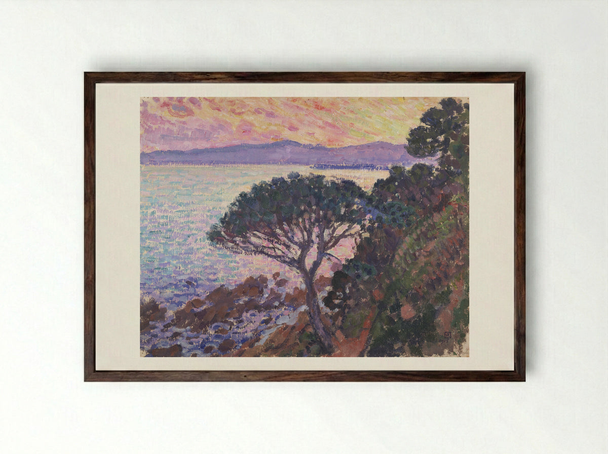 Sunset - Théo van Rysselberghe - Framed Print Dark Wood