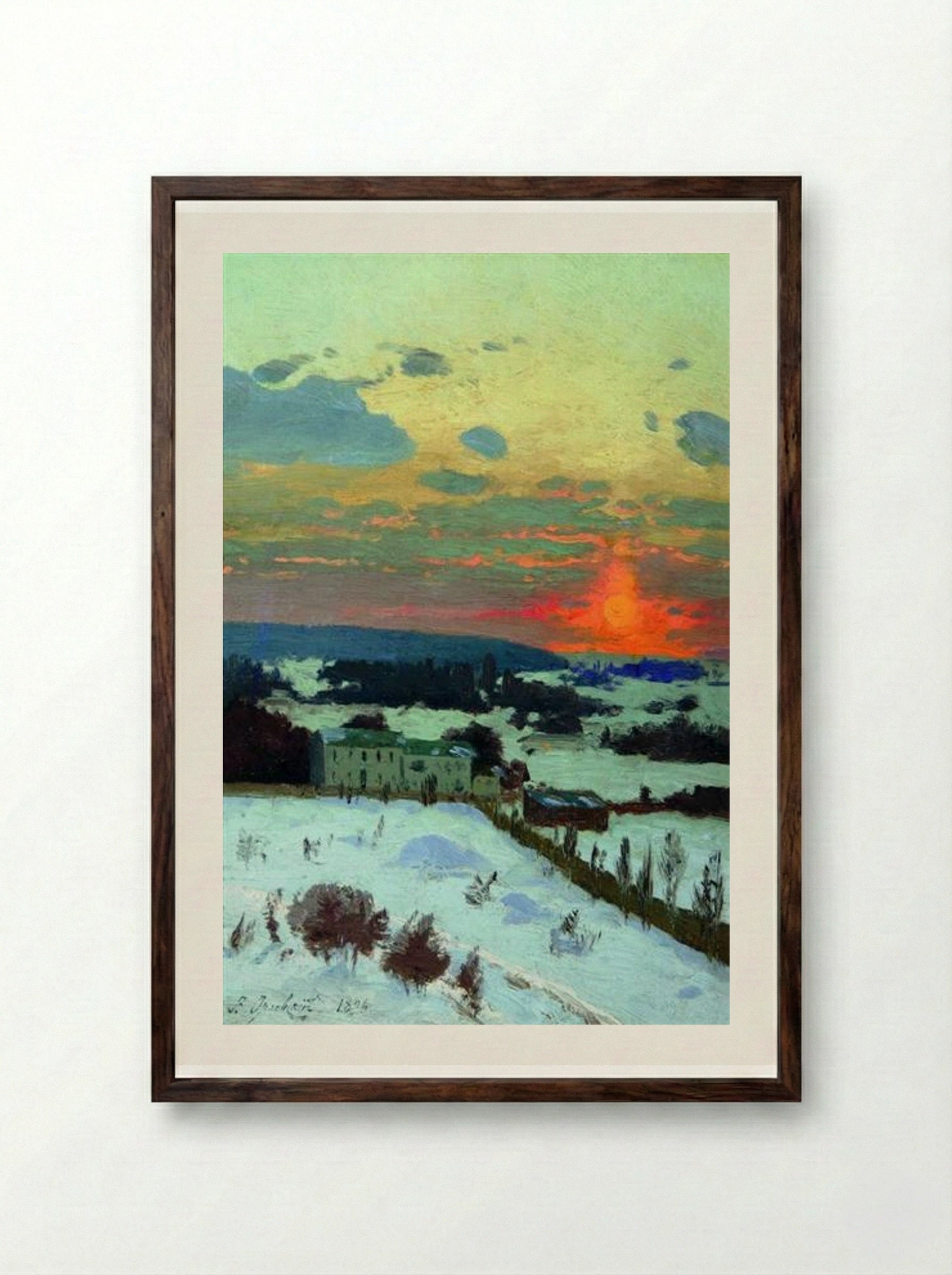 Sunset - Volodymyr Orlovsky - Framed Print Dark Wood