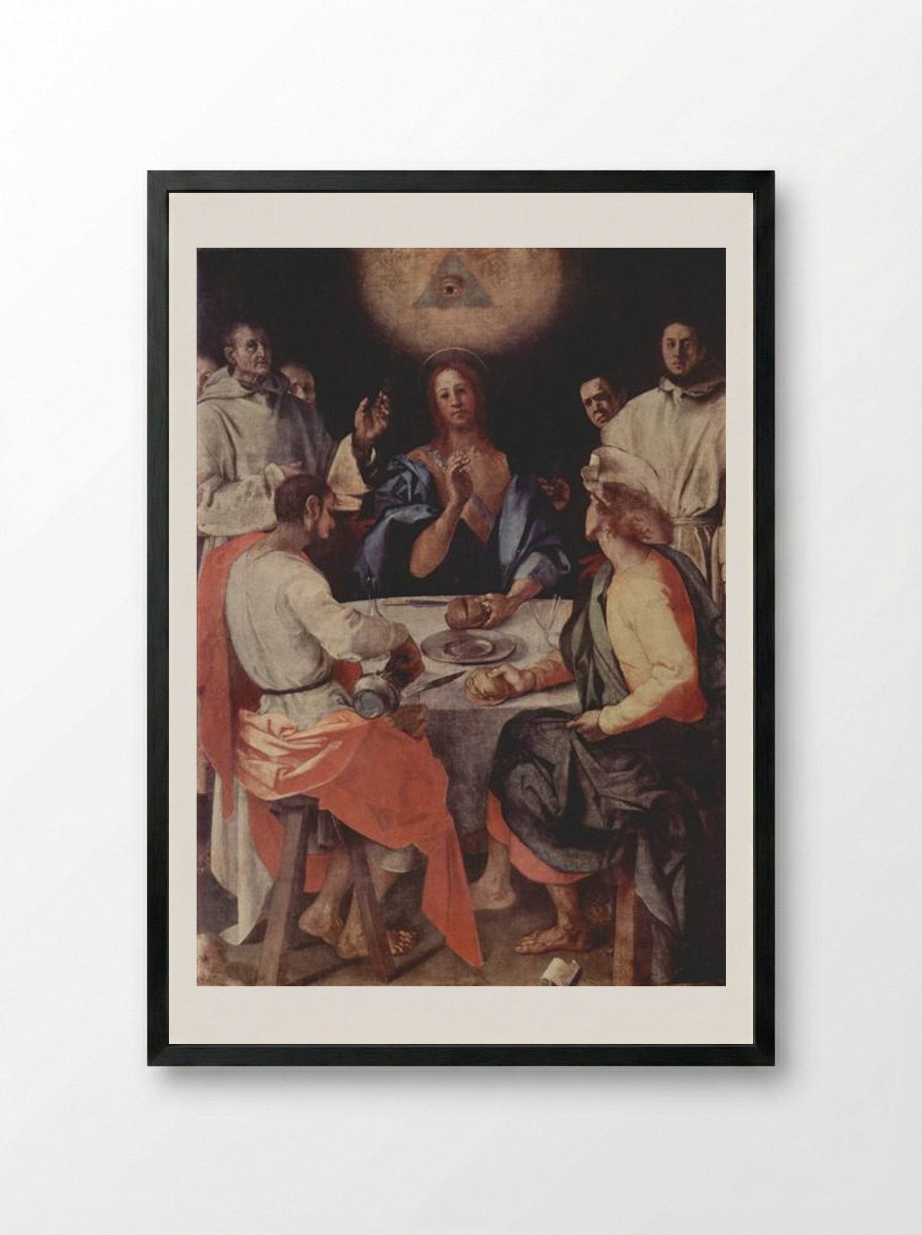 Supper at Emmaus - Jacopo Pontormo - Framed Print Black