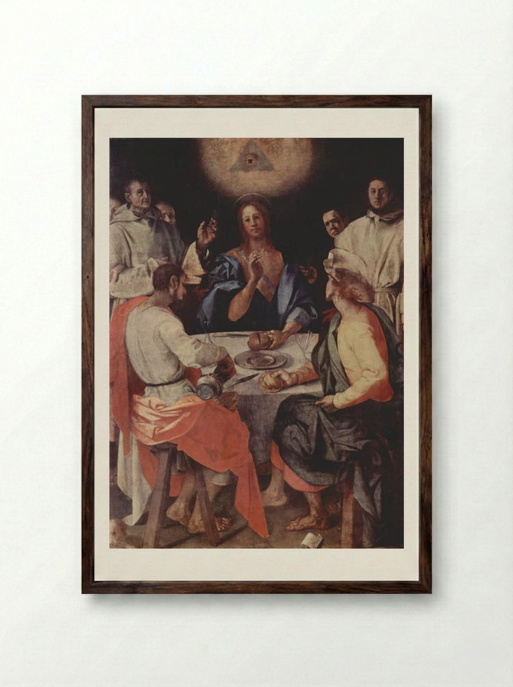 Supper at Emmaus - Jacopo Pontormo - Framed Print Dark Wood