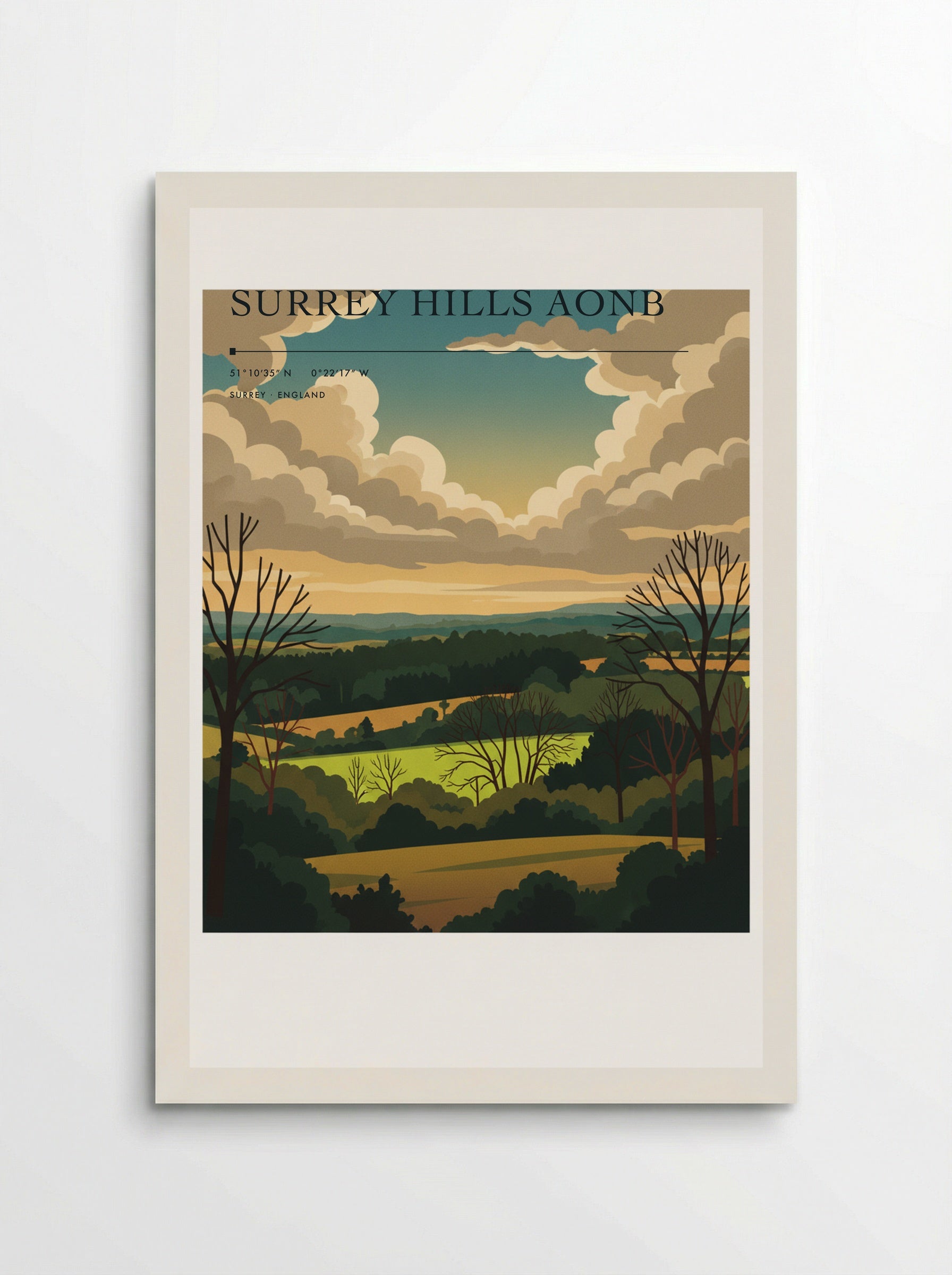 Surrey Hills AONB England Travel Poster - Poster
