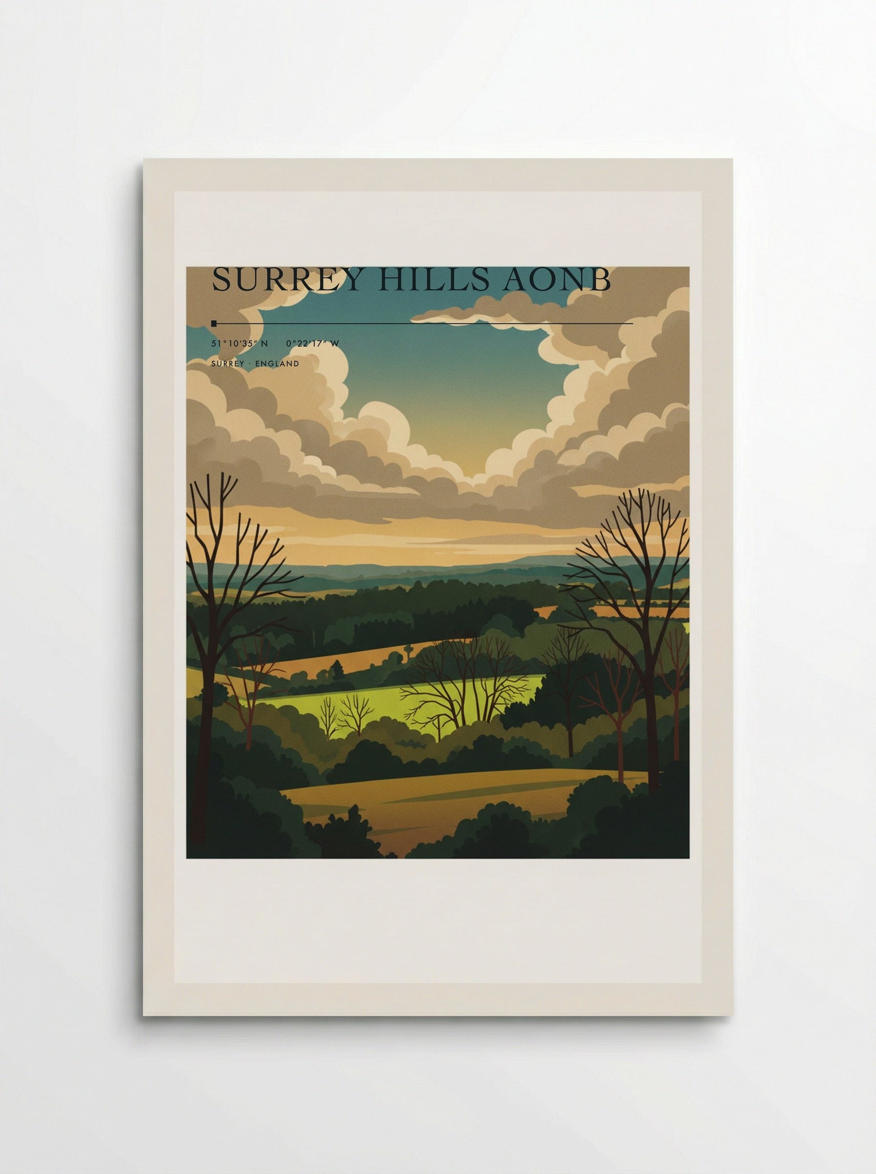 Surrey Hills AONB England Travel Poster - Poster