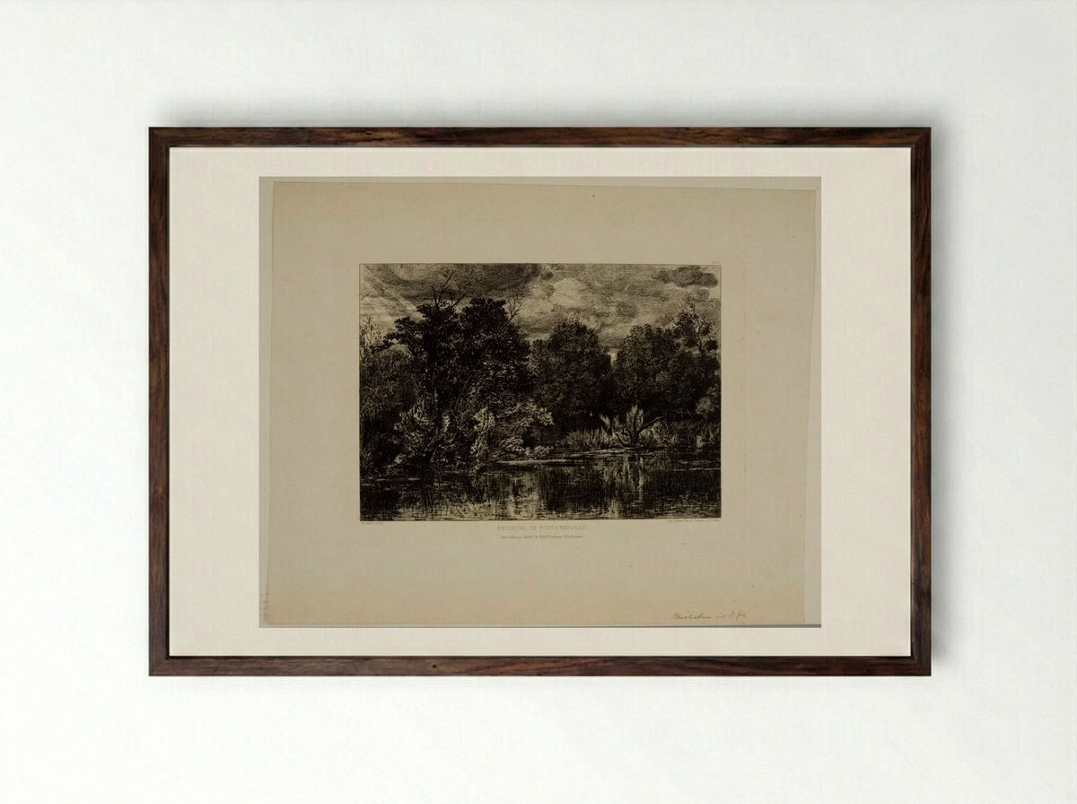 Surroundings of Fontainebleau - Jules Michelin - Framed Print Dark Wood