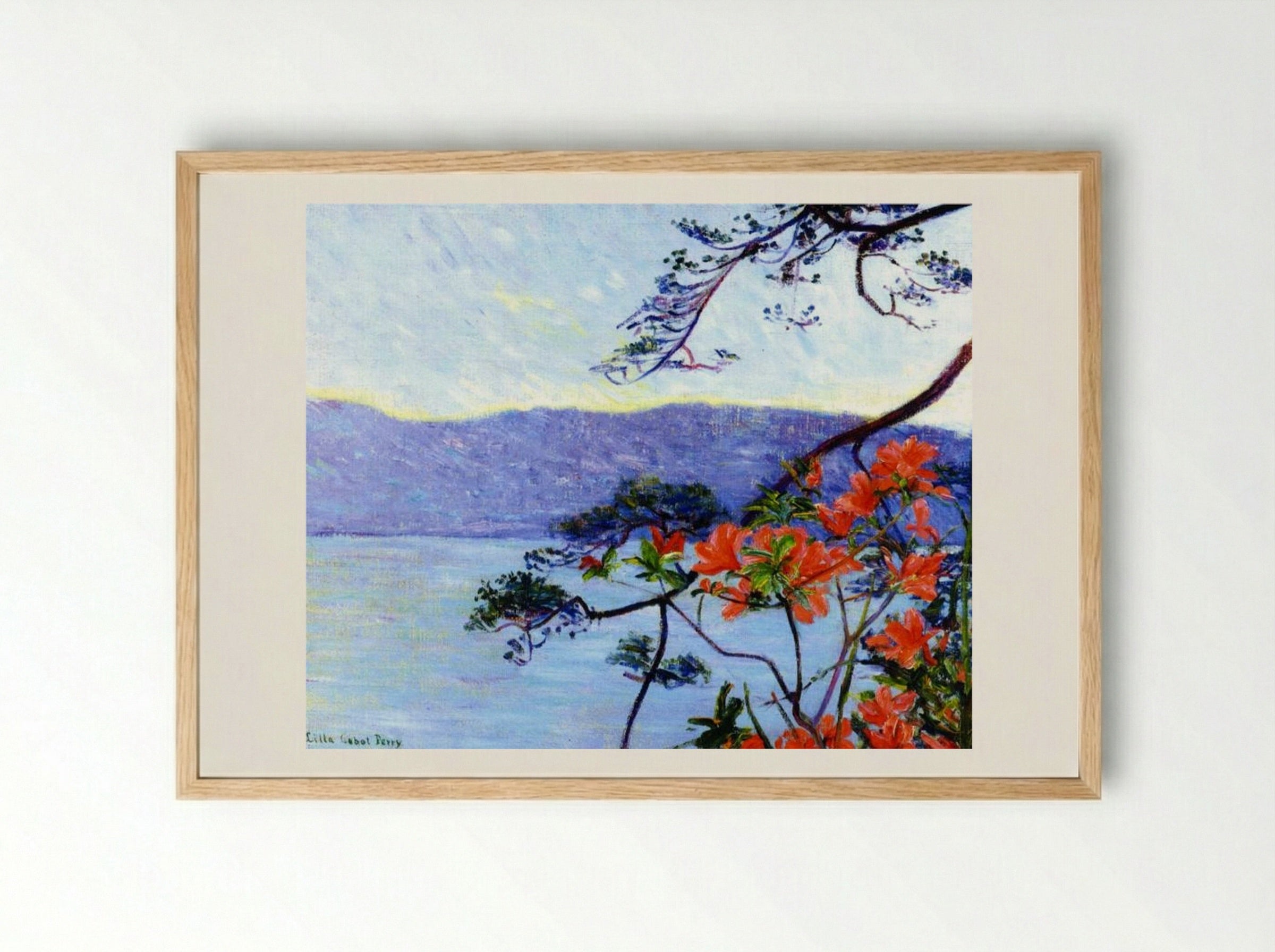 Suruga Bay, Azaleas - Lilla Cabot Perry - Framed Print Wood