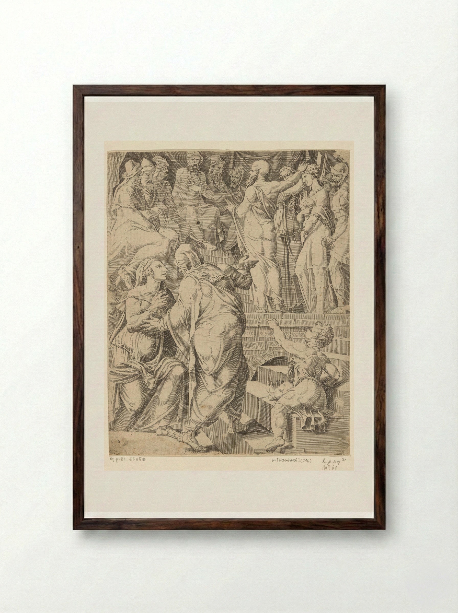 Susanna Accused by the Elders - Dirck Volckertsz. Coornhert - Framed Print Dark Wood