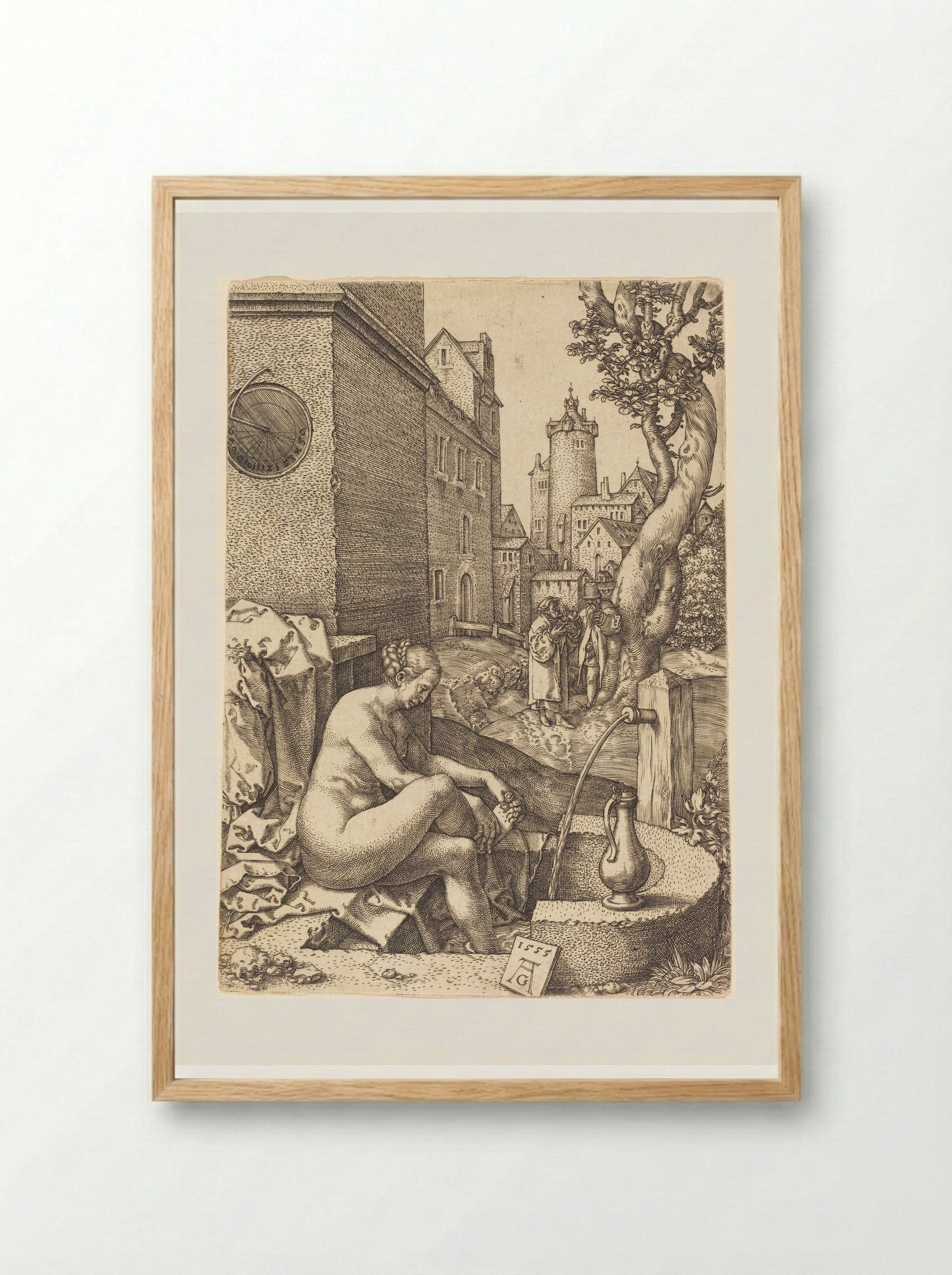 Susanna Surprised by the Elders - Heinrich Aldegrever - Framed Print Wood