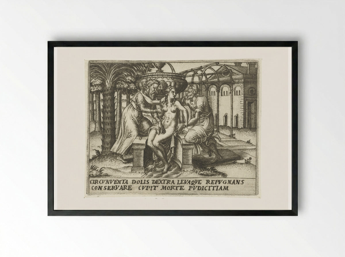 Susanna and the Elders - Abraham de Bruyn - Framed Print Black