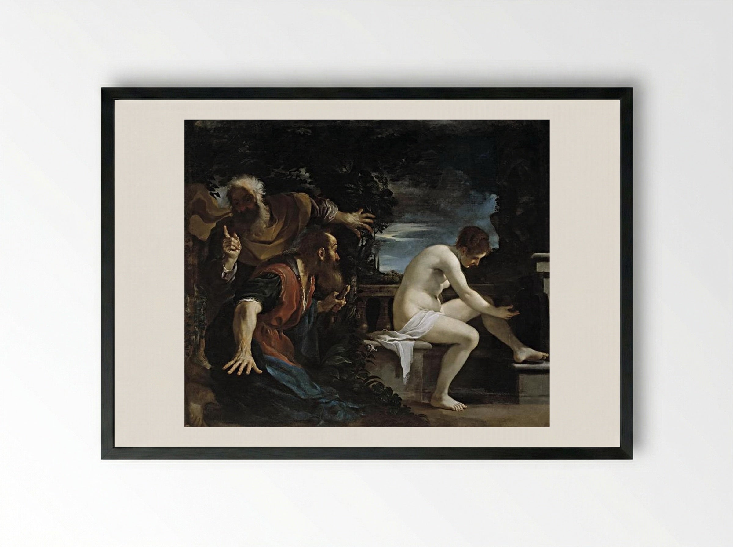 Susanna and the Elders - Guercino - Framed Print Black