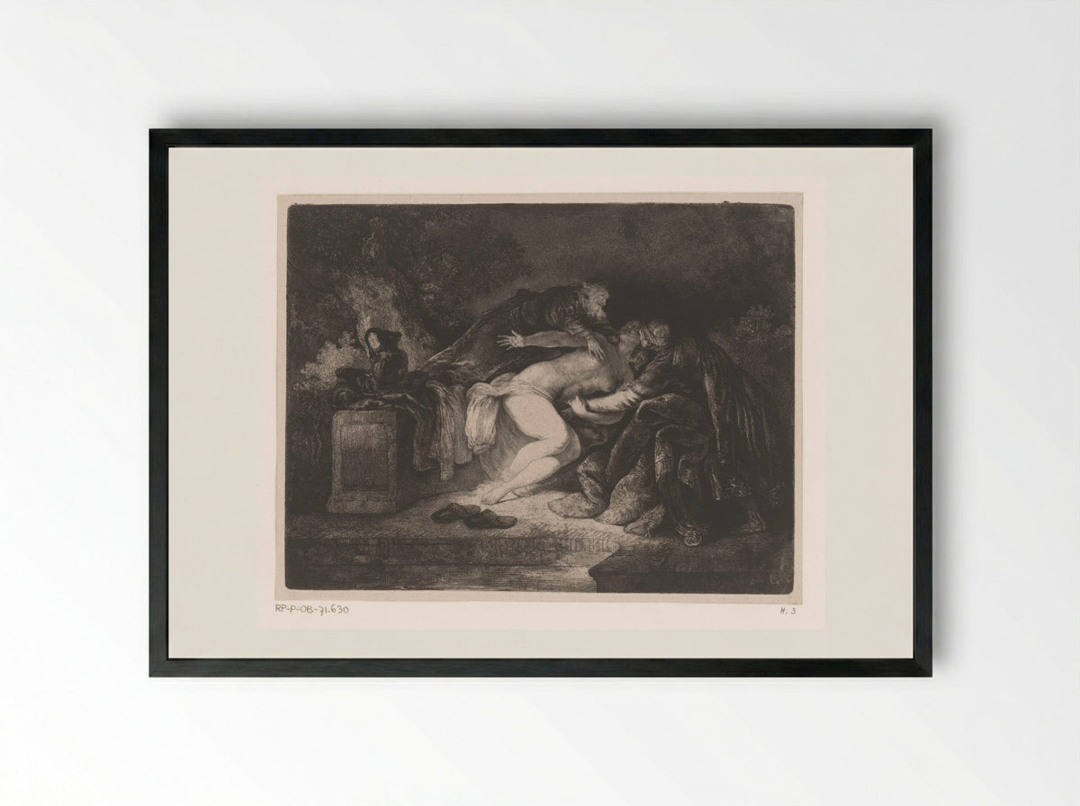 Susanna and the Elders - Rembrandt van Rijn - Framed Print Black