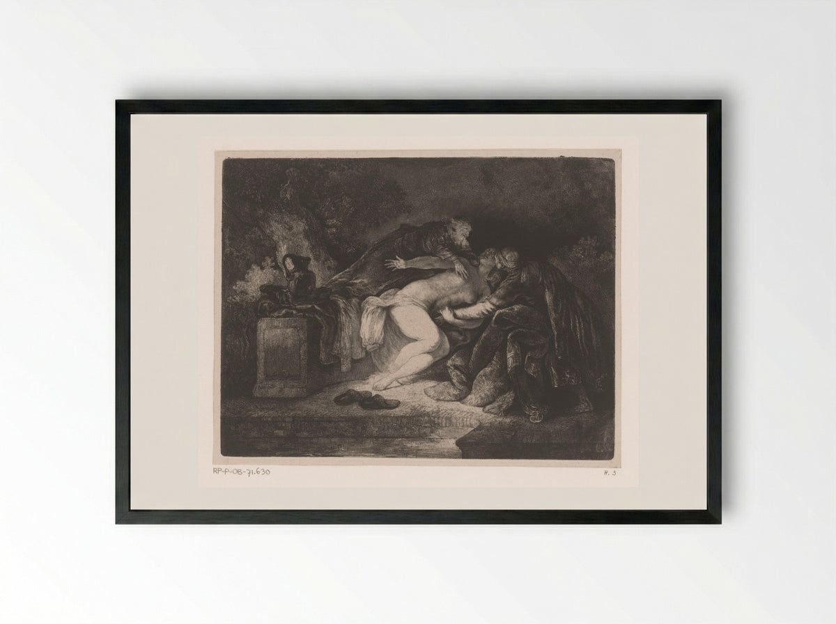 Susanna and the Elders - Rembrandt van Rijn - Framed Print Black