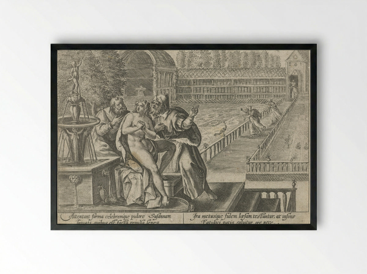 Susanna and the Elders - Crispijn van de Passe the Elder - Framed Print Black