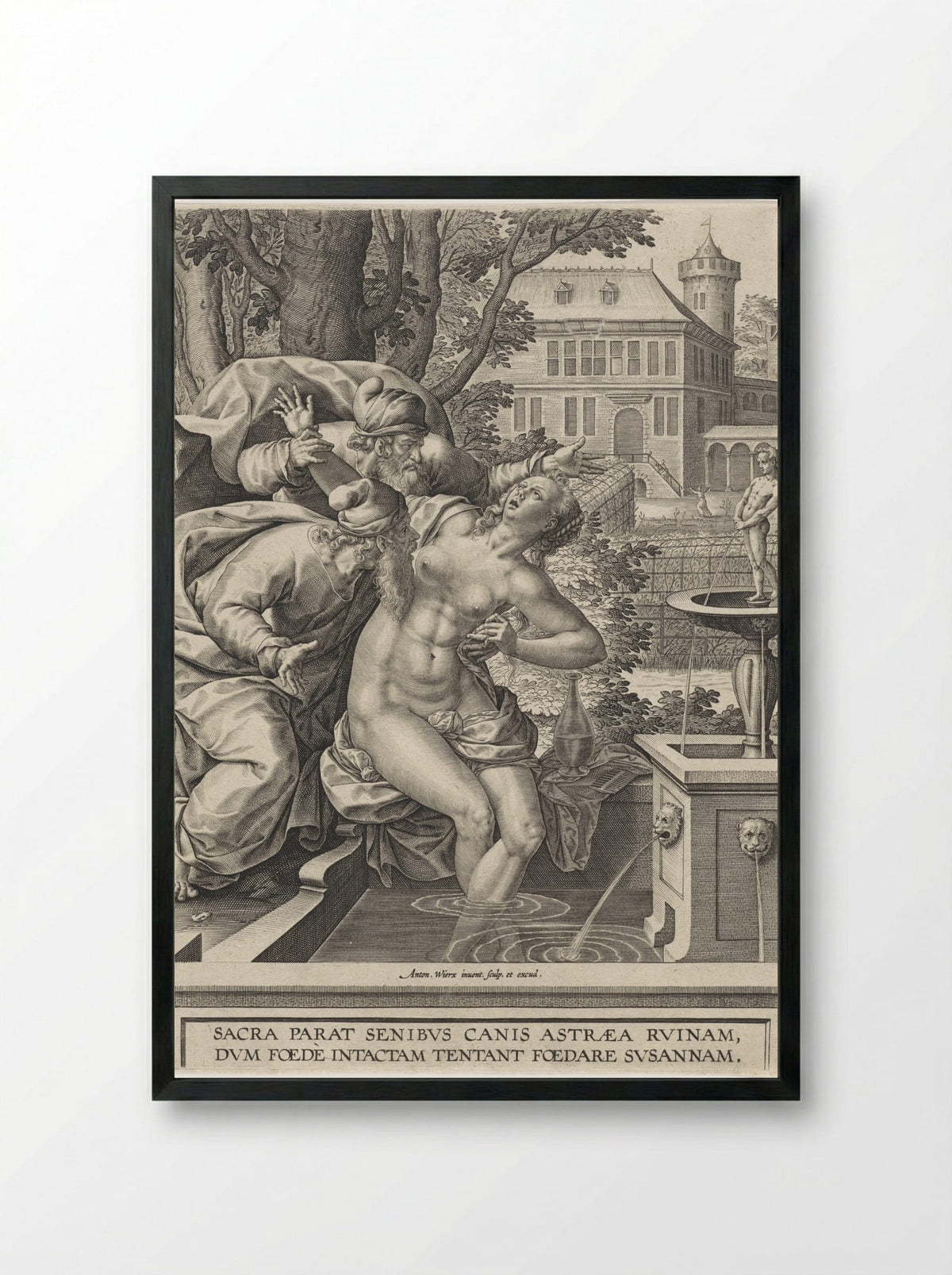 Susanna and the Elders - Anton Wierix II - Framed Print Black