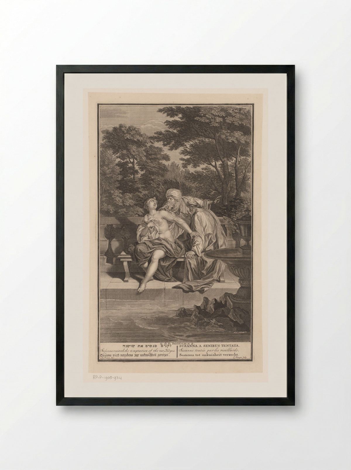 Susanna and the Elders - Bernard Picart - Framed Print Black